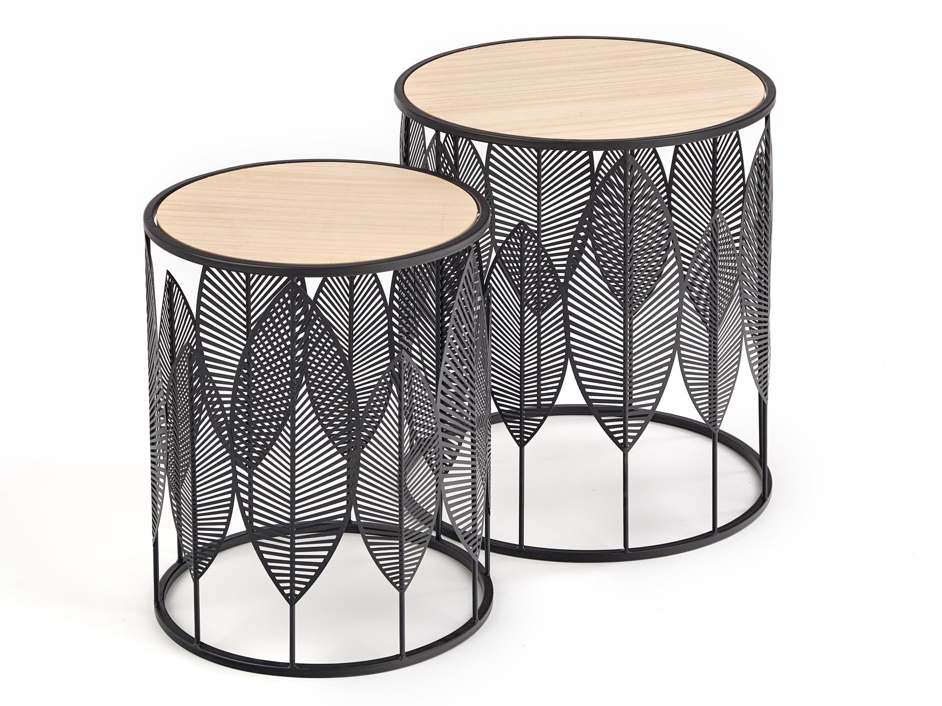 Komplet stranskih mizic Houston 974 (Črna + Svetel les)