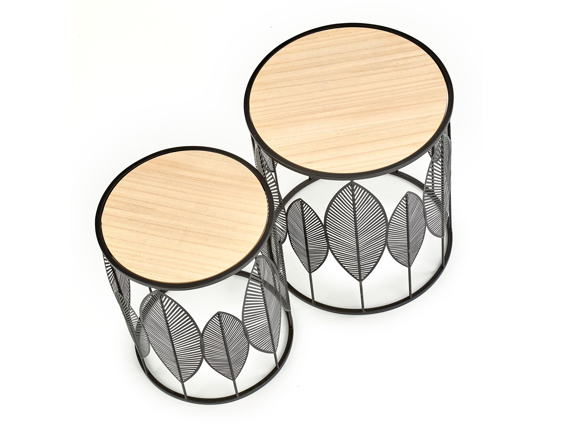 Komplet stranskih mizic Houston 974 (Črna + Svetel les)