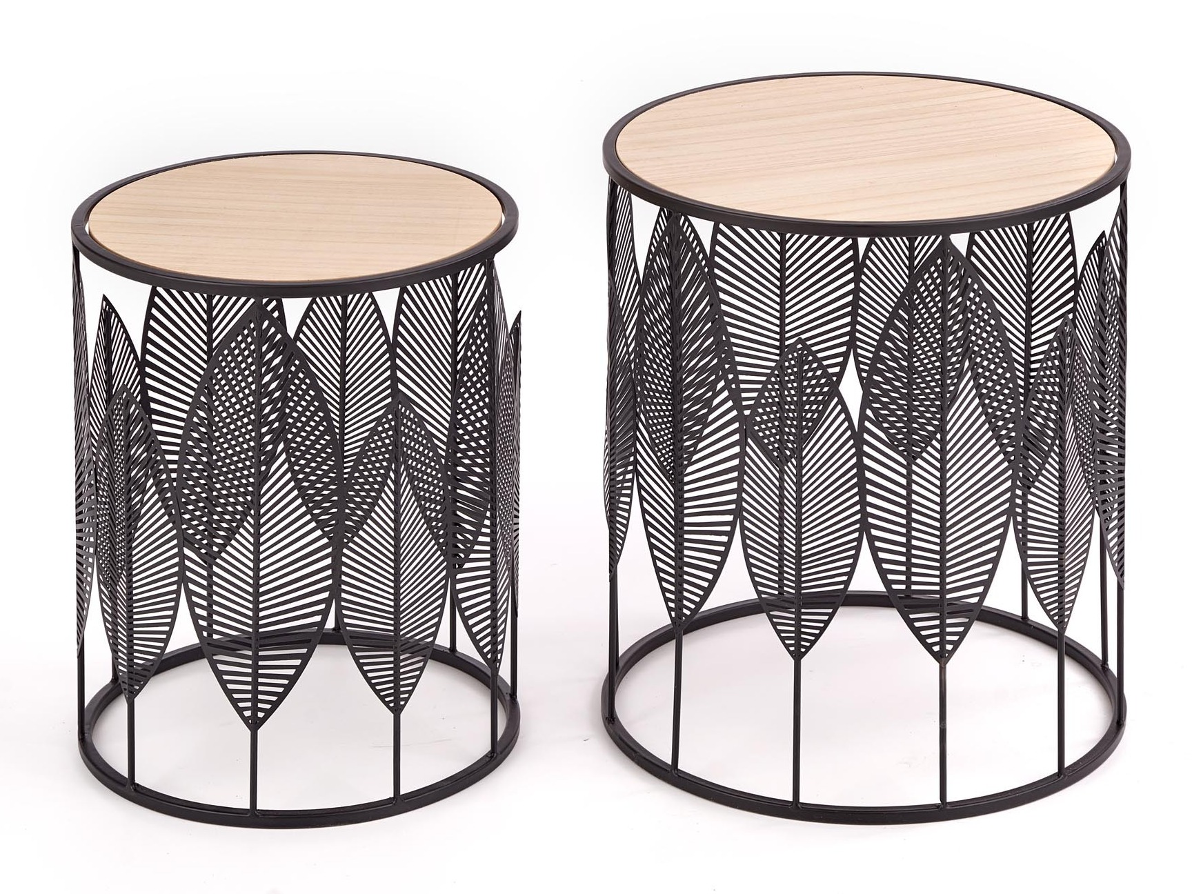 Komplet stranskih mizic Houston 974 (Črna + Svetel les)