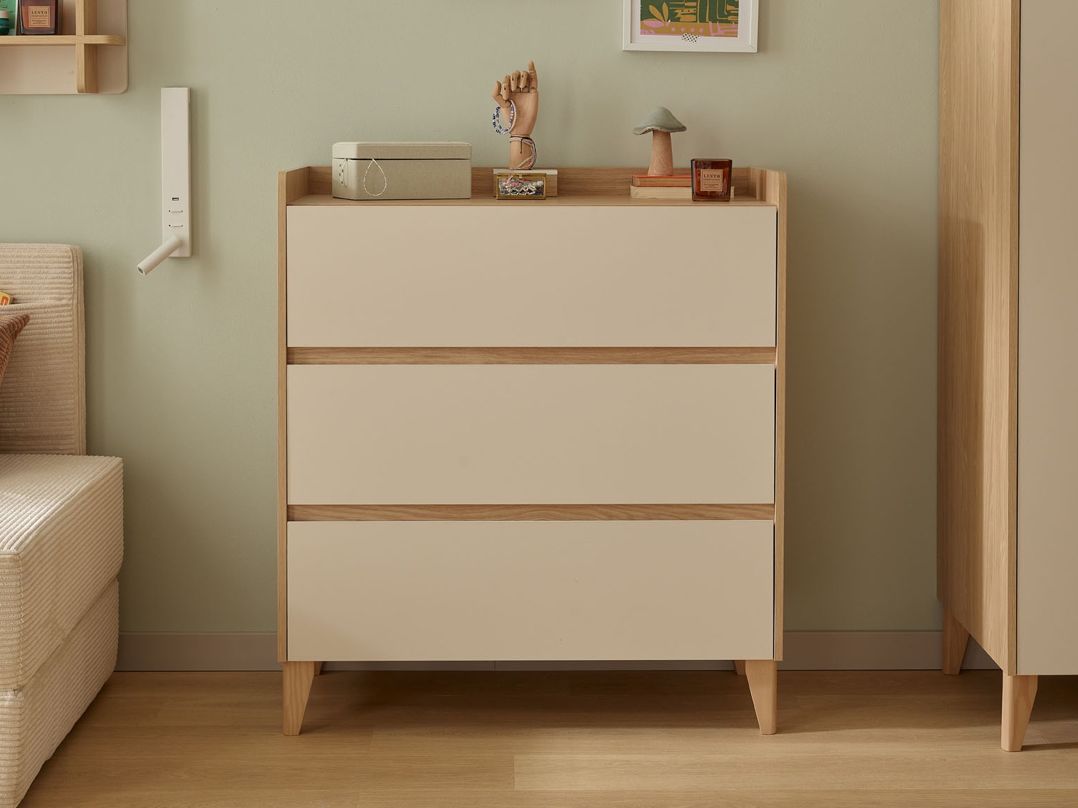 Komoda Velrome 105 (Hrast + Bež)