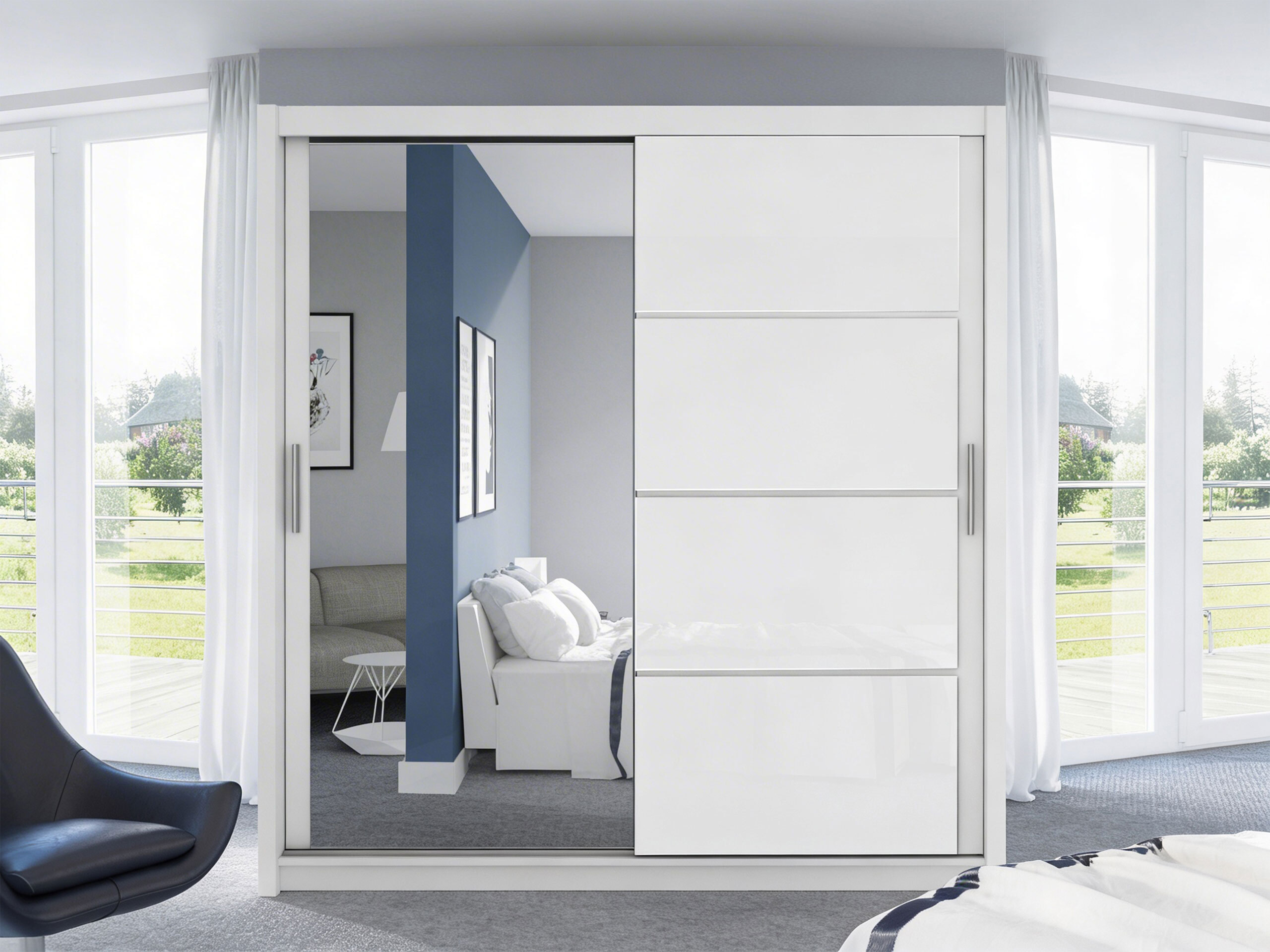 Garderobna omara Honolulu 111 (Bela + Sijaj bela)