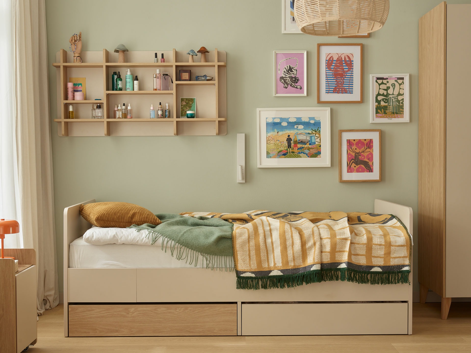 Stenska polica Velrome 108 (Hrast + Bež)