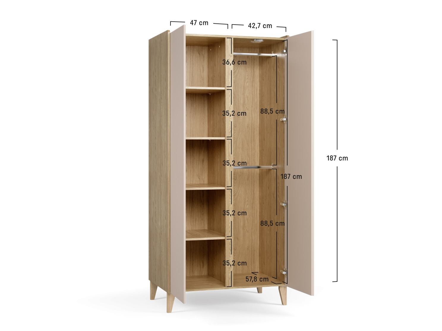 Garderobna omara Velrome 109 (Hrast + Grafit)