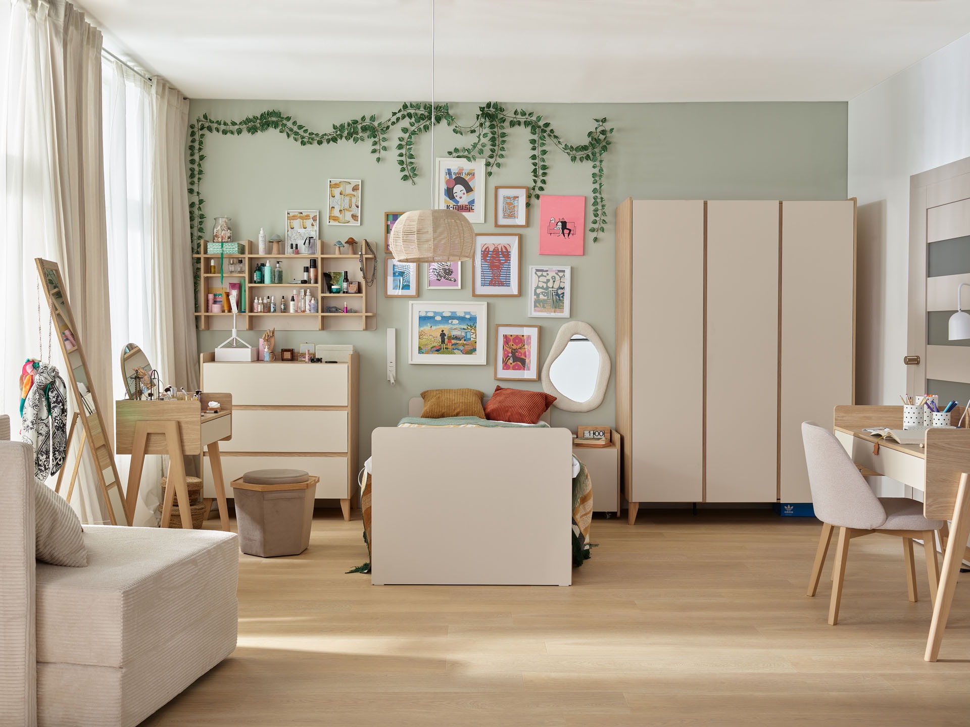 Garderobna omara Velrome 110 (Hrast + Bež)