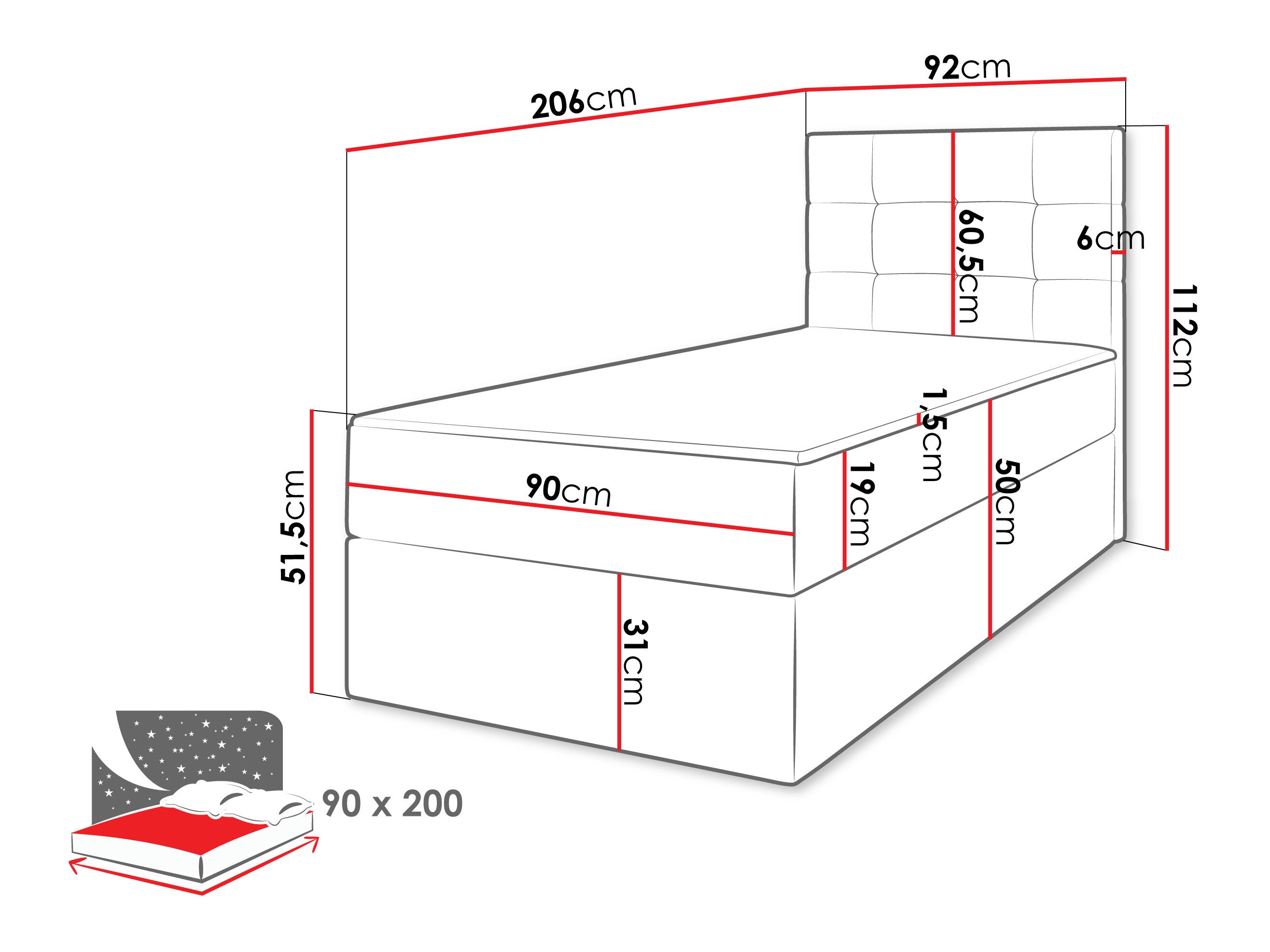 Boxspring postelja Comfivo Osculum II (Lambi 04)