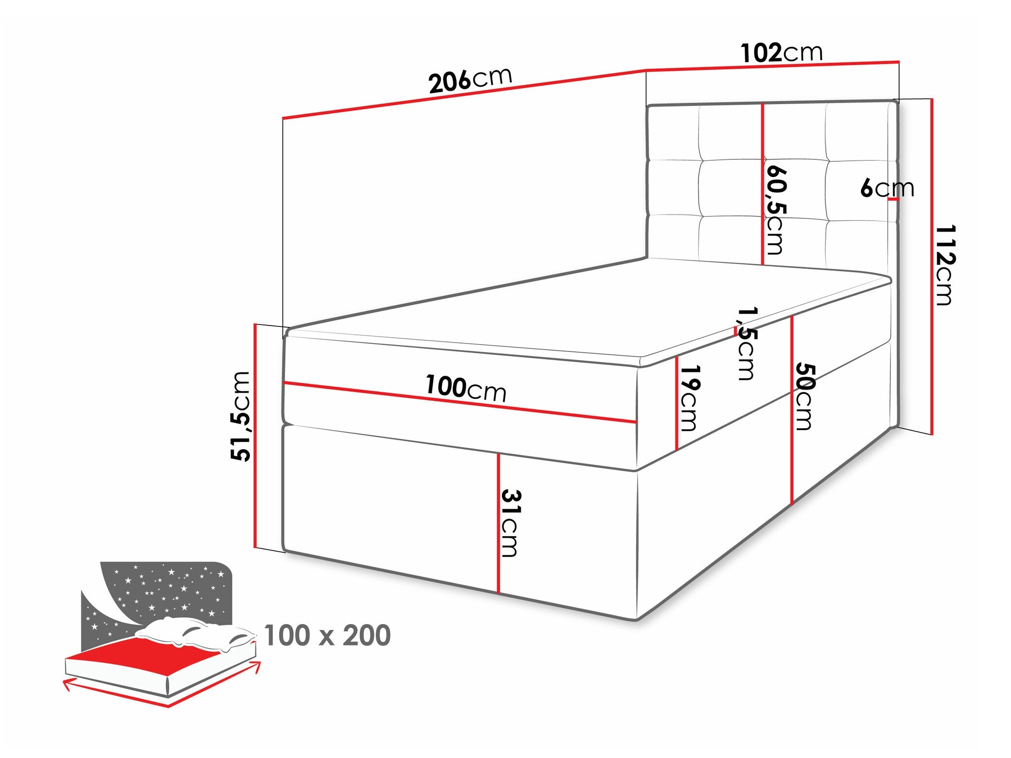 Boxspring postelja Comfivo Osculum II (Lambi 04)