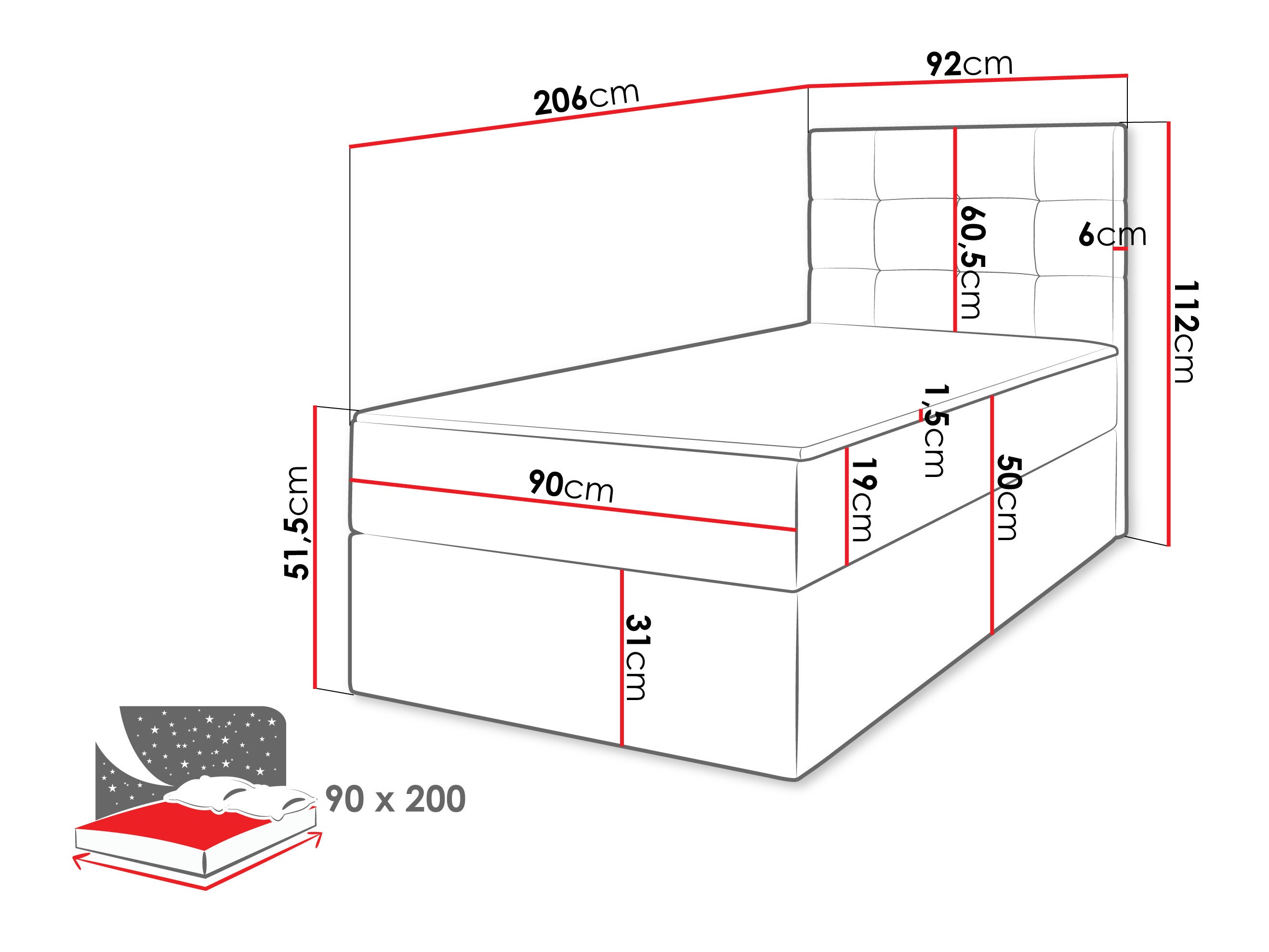 Boxspring postelja Comfivo Osculum II (Lambi 06)