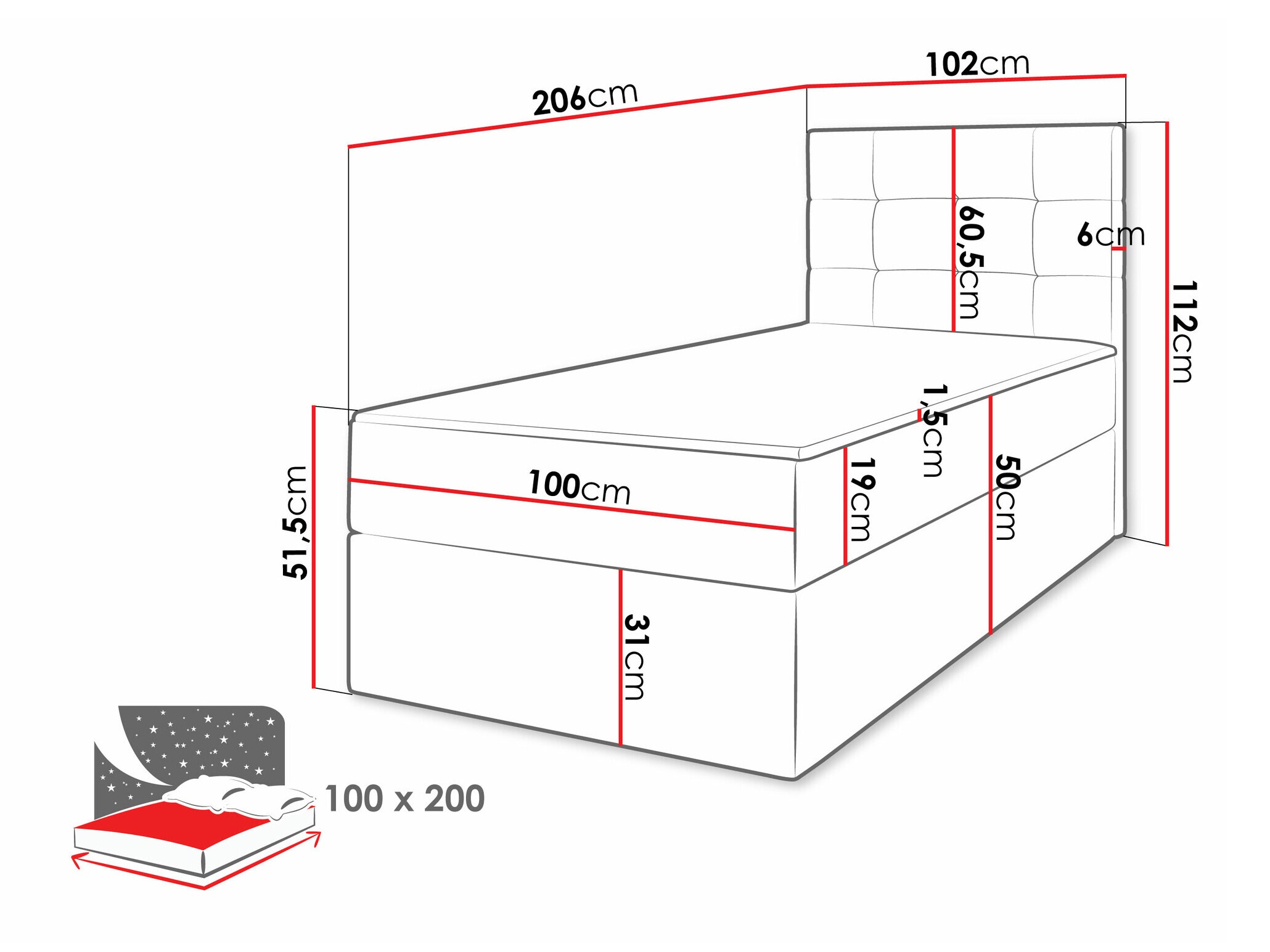 Boxspring postelja Comfivo Osculum II (Lambi 06)
