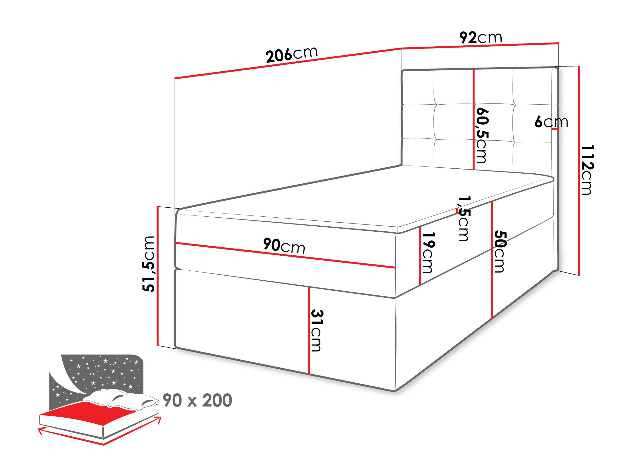 Boxspring postelja Comfivo Osculum II (Lambi 08)