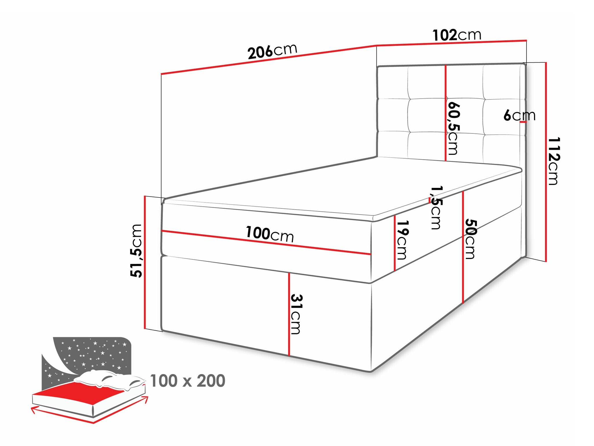 Boxspring postelja Comfivo Osculum II (Lambi 08)