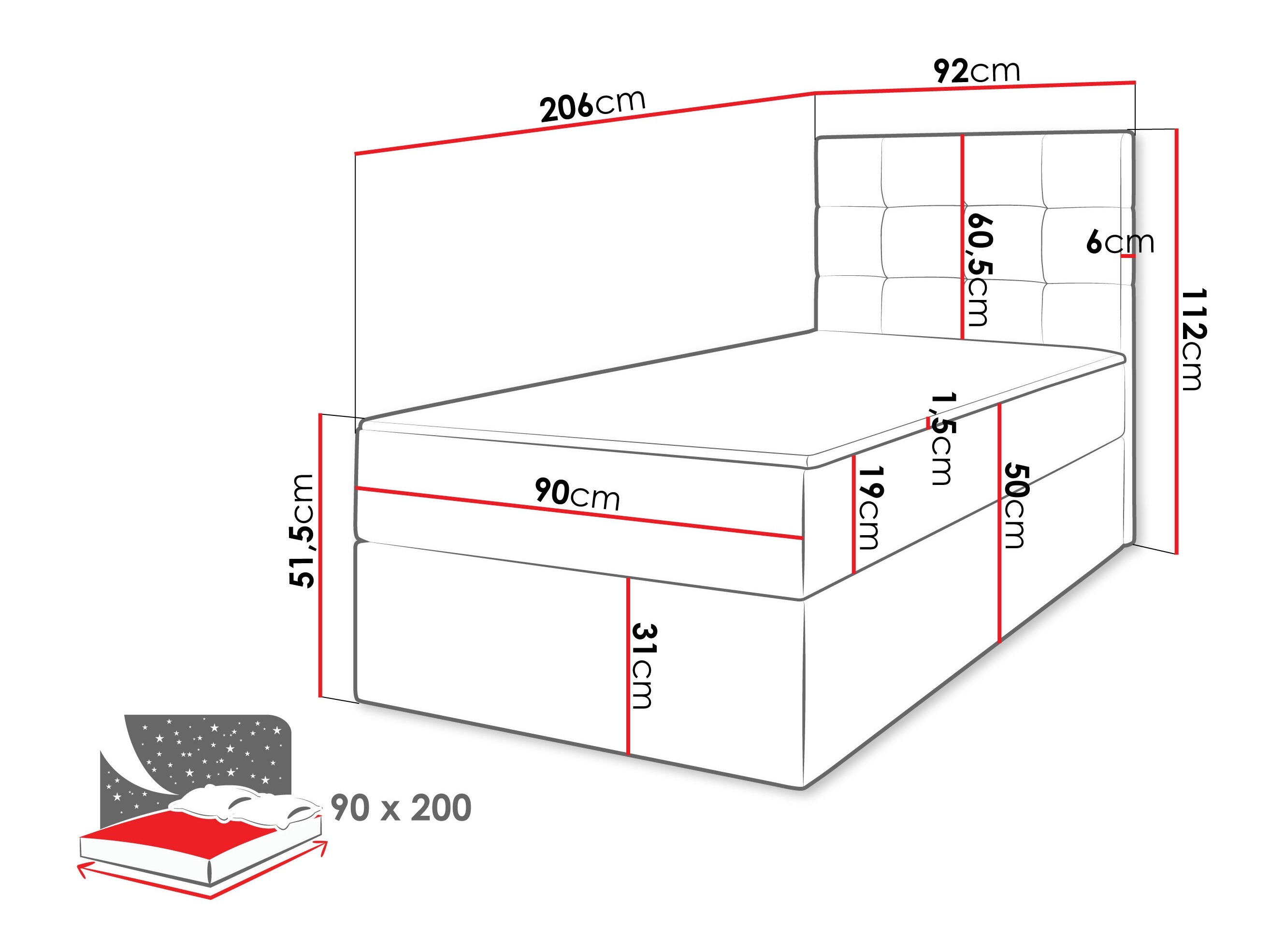 Boxspring postelja Comfivo Osculum II (Lambi 11)