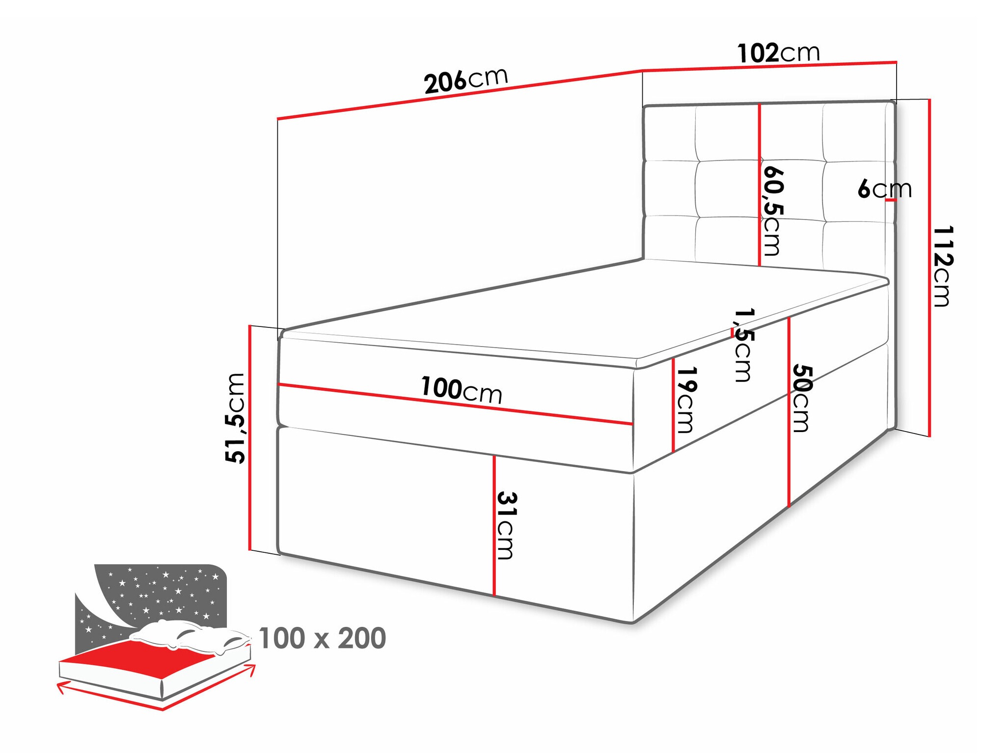 Boxspring postelja Comfivo Osculum II (Lambi 11)