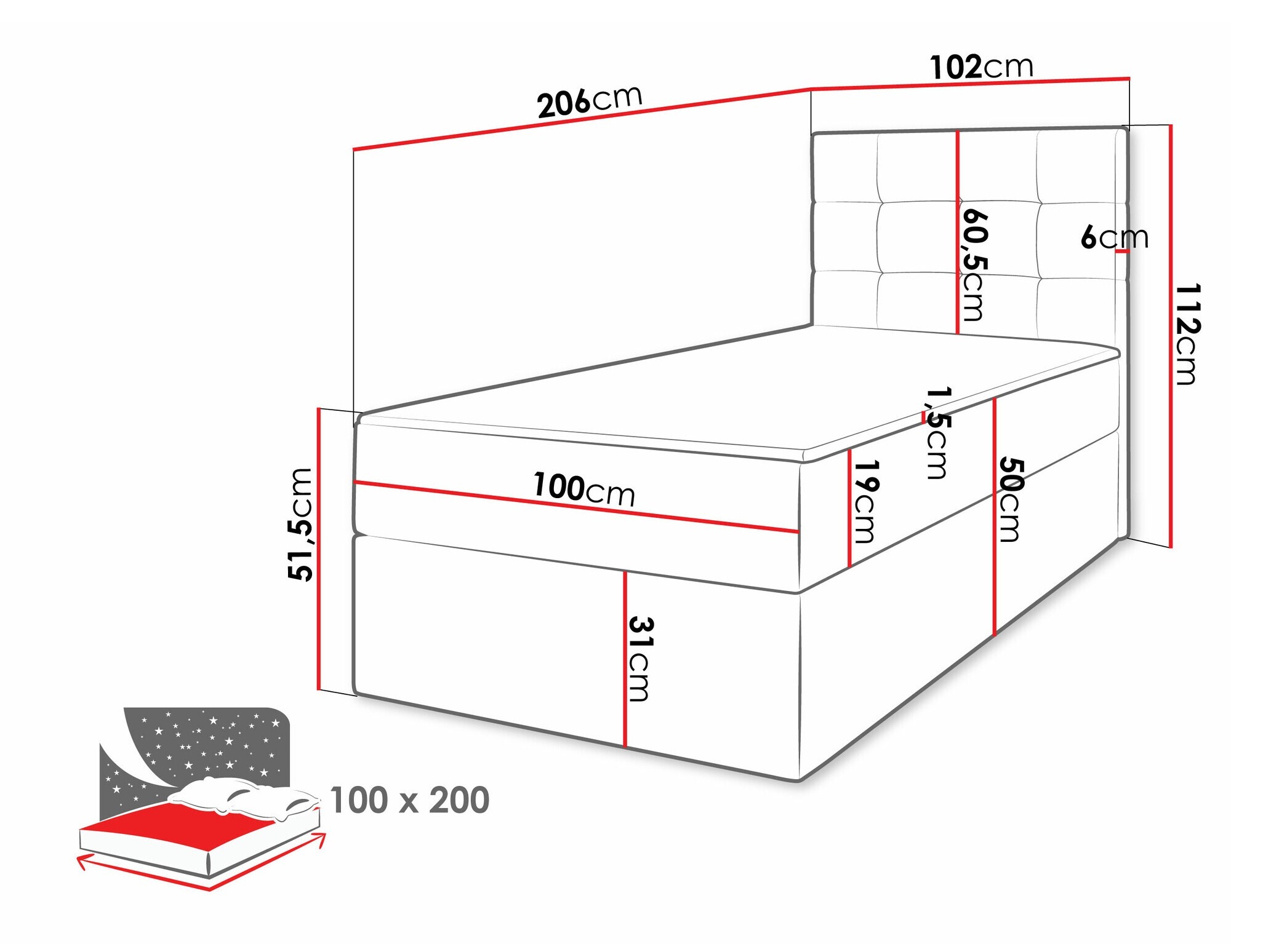 Boxspring postelja Comfivo Osculum II (Lambi 12)