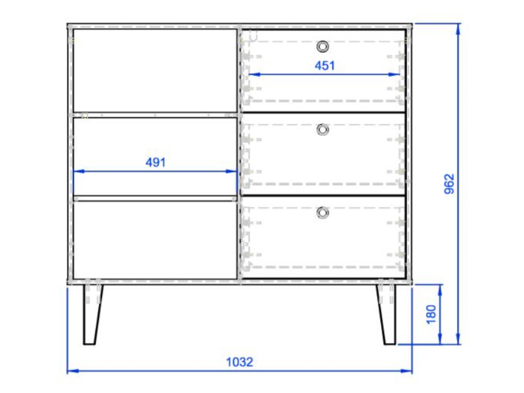 Komoda Domfera 103 (Svetlo modra)
