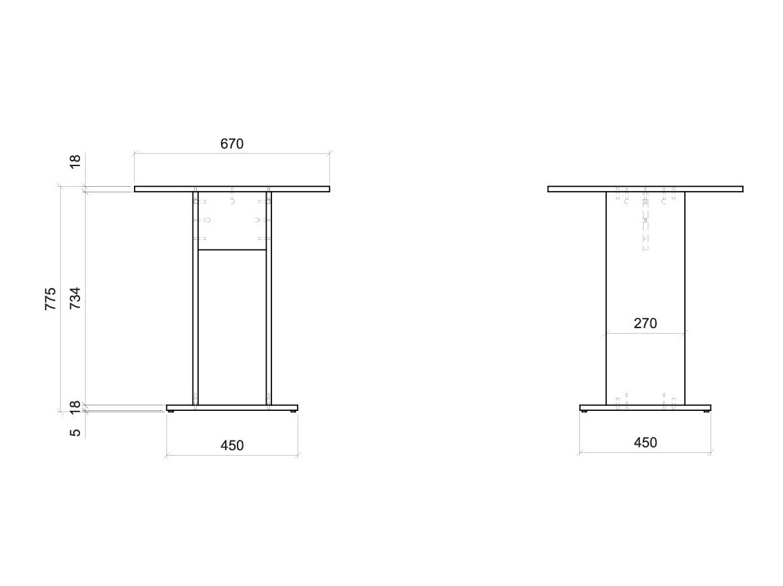 Stranska mizica Ontario 225 (Bela)