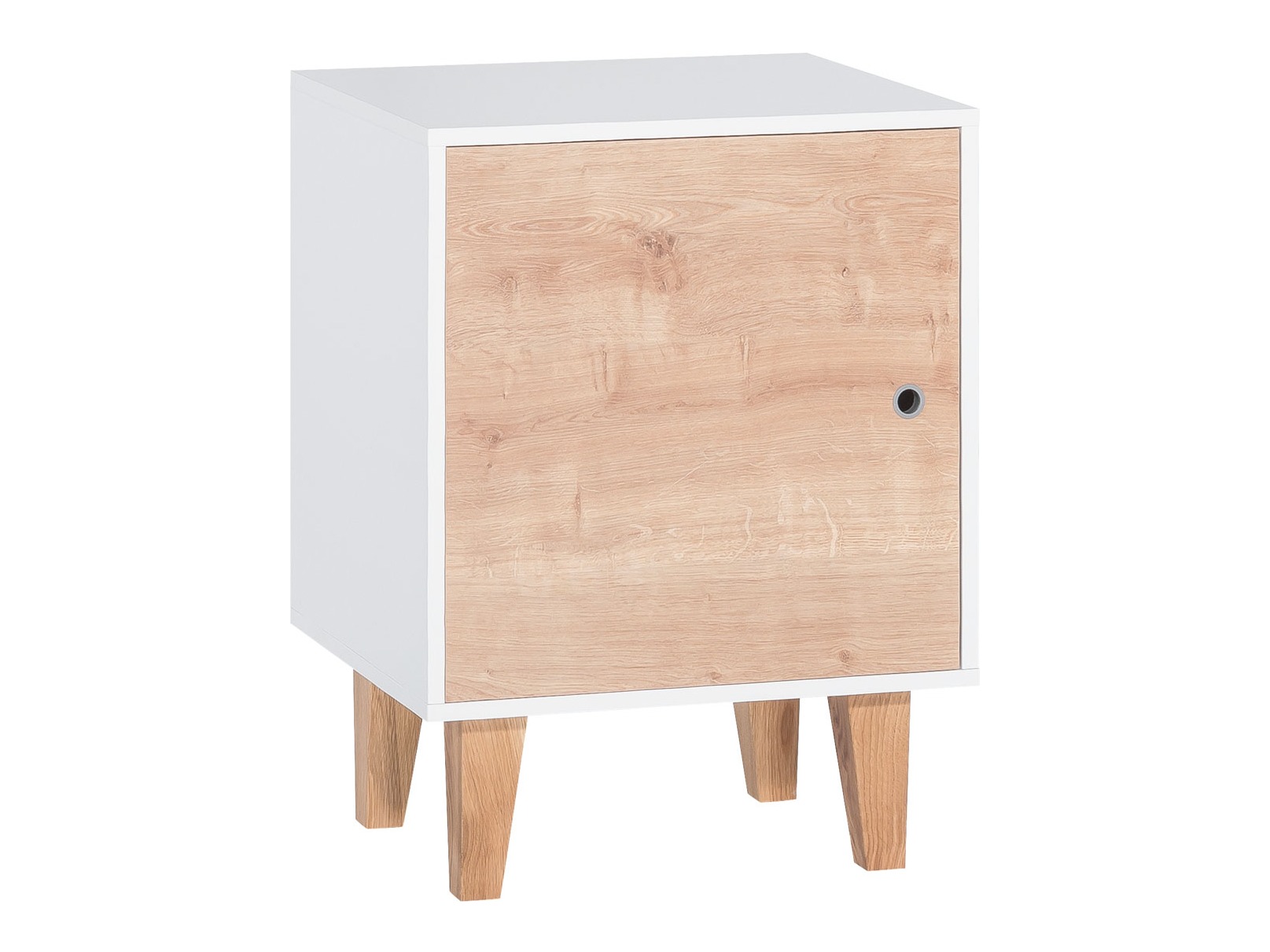 Nočna omarica Domfera 105 (Bela + Hrast)