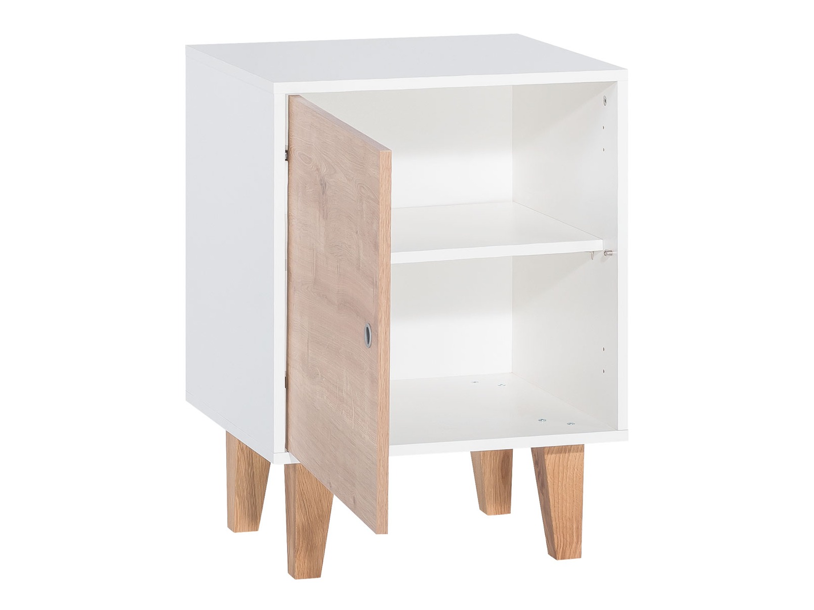Nočna omarica Domfera 105 (Bela + Hrast)