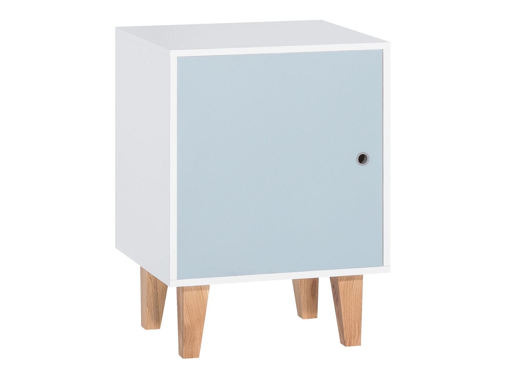Nočna omarica Domfera 105 (Bela + Svetla Modra)