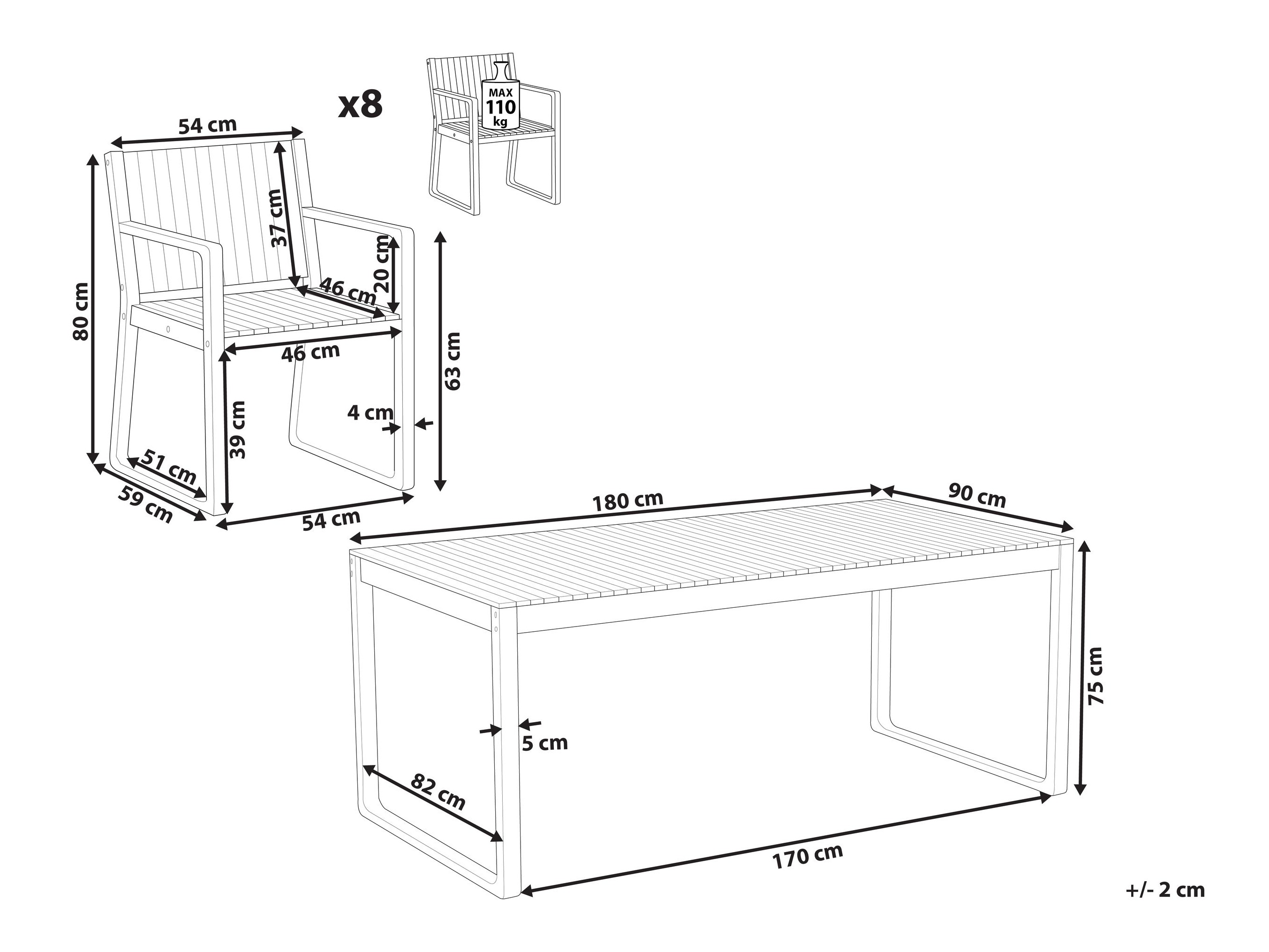 Komplet mize in stolov Berwyn 3230