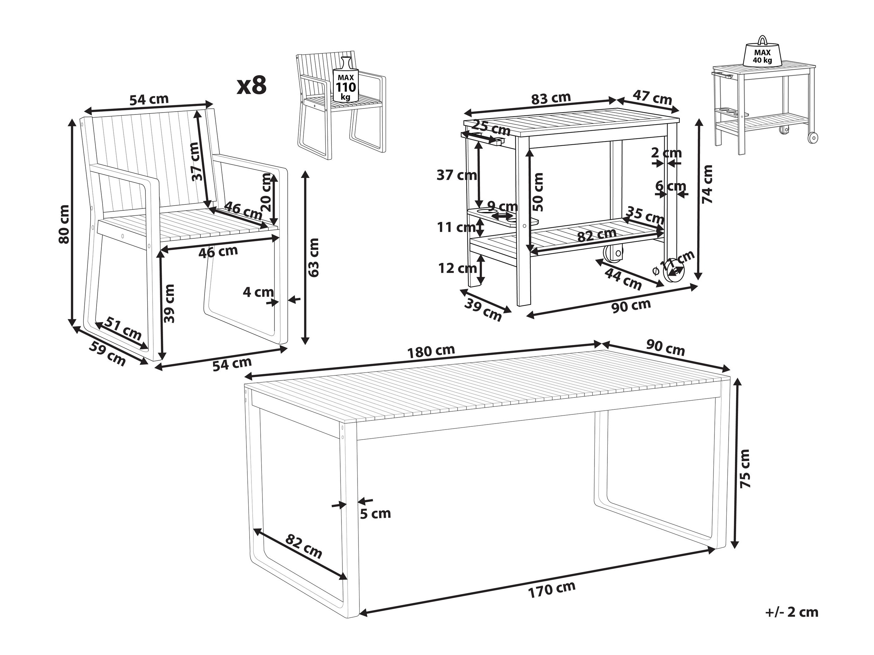 Komplet mize in stolov Berwyn 3231