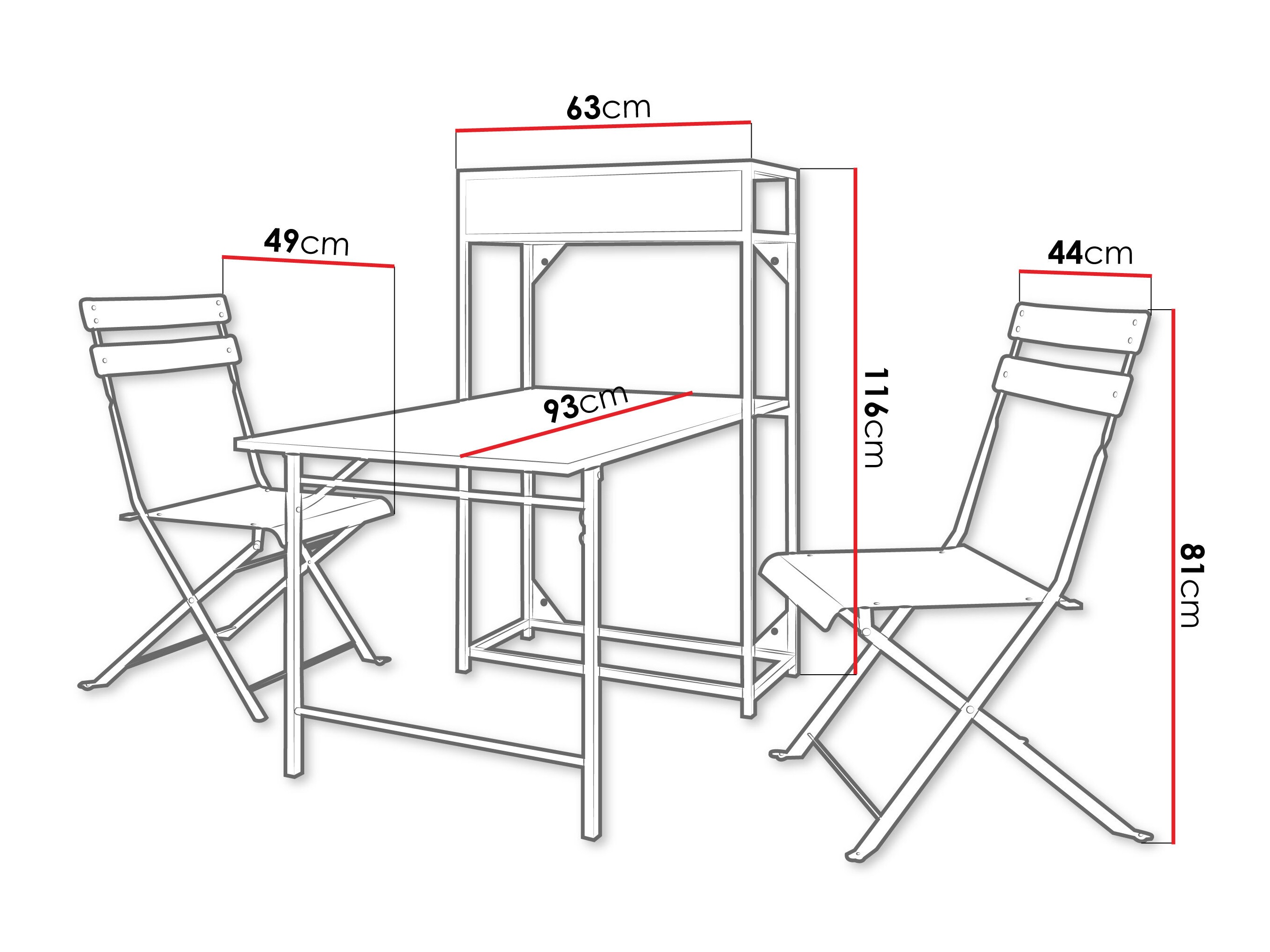 Komplet za balkon Lenitus (Črna)