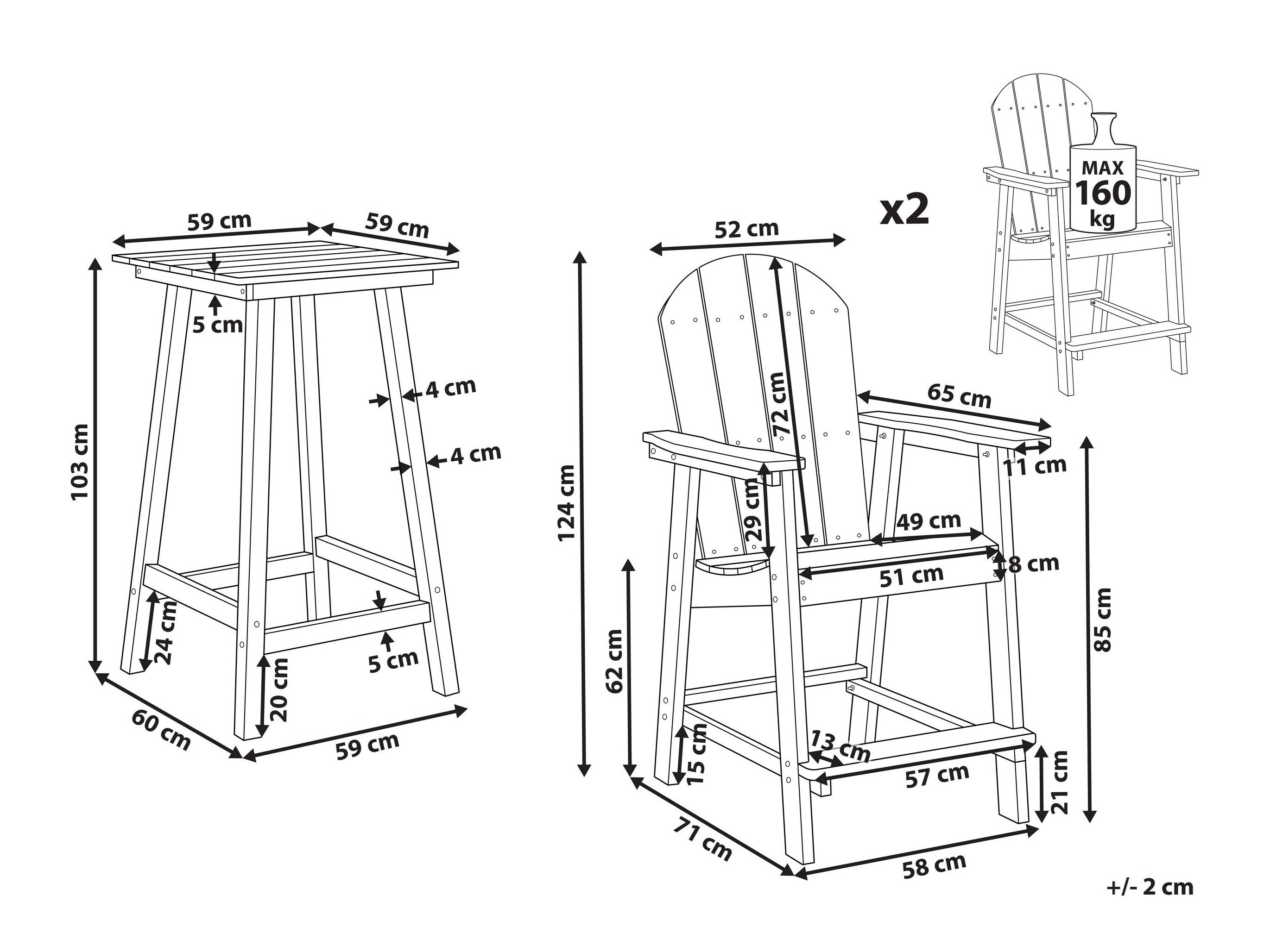 Komplet za balkon Berwyn 3249 (Temno siva)