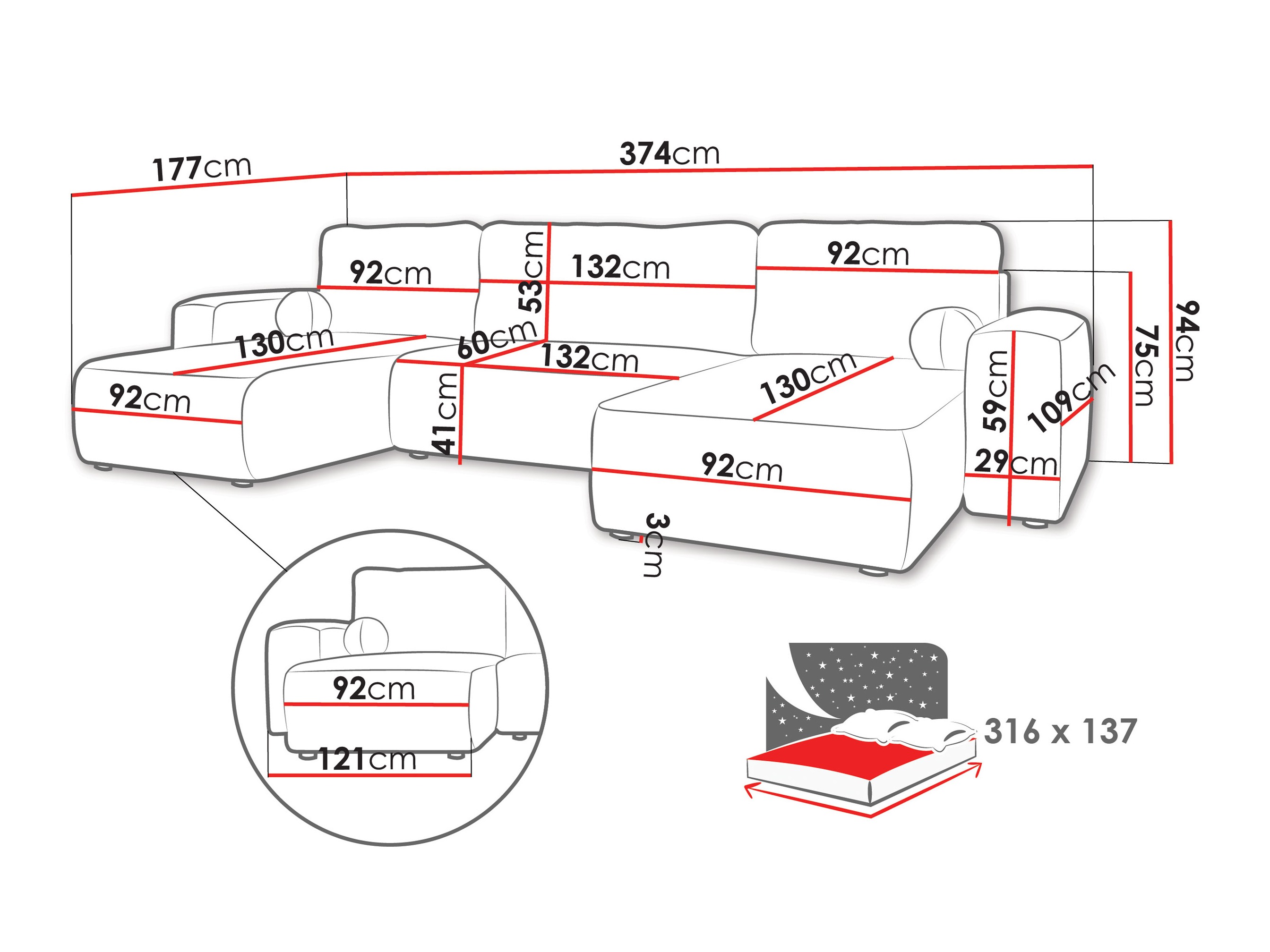 Kotna garnitura TrendyNest Piscor (Coral 80)