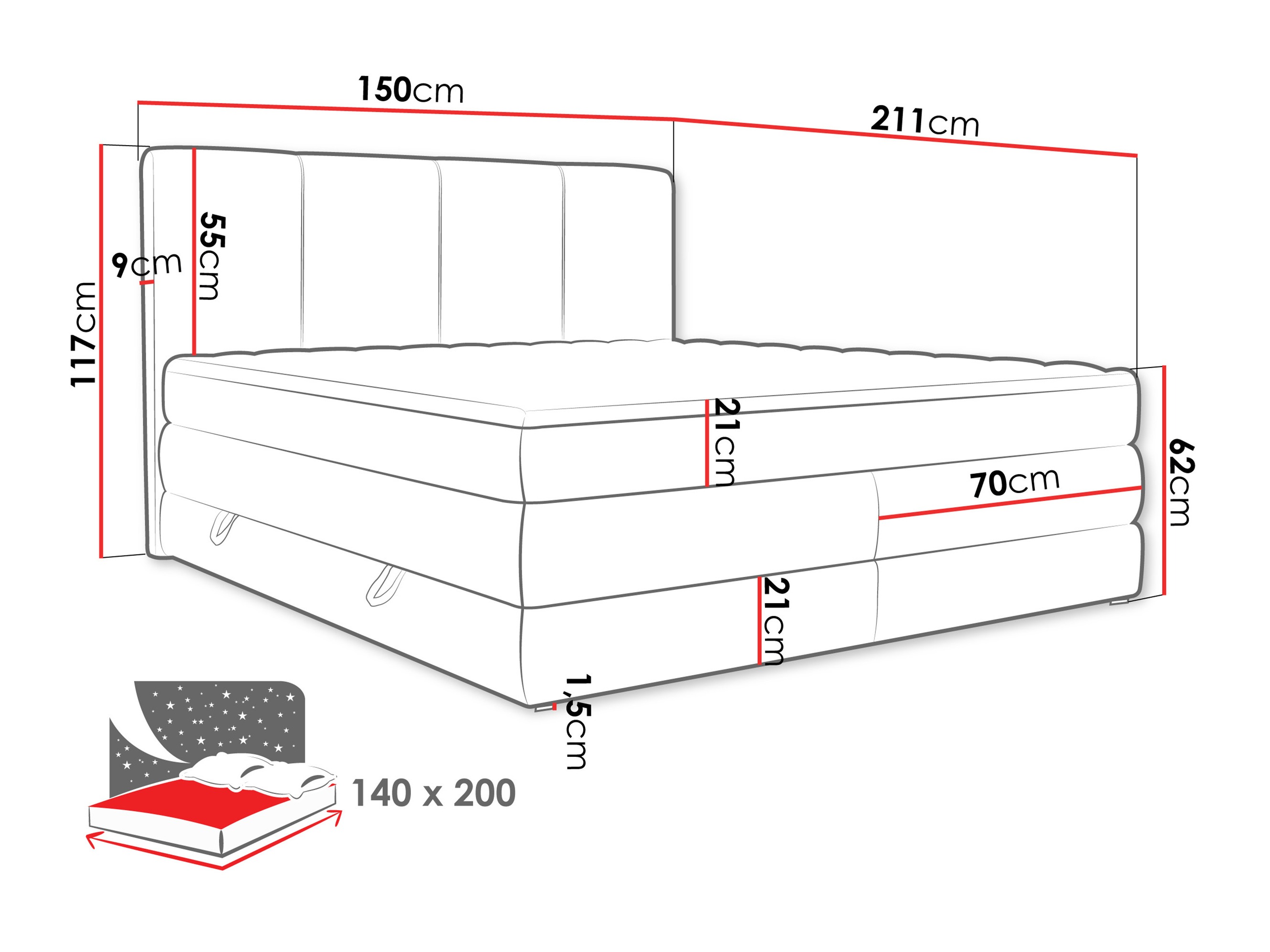 Boxspring postelja ComfiDream Caelion (Onega 03)