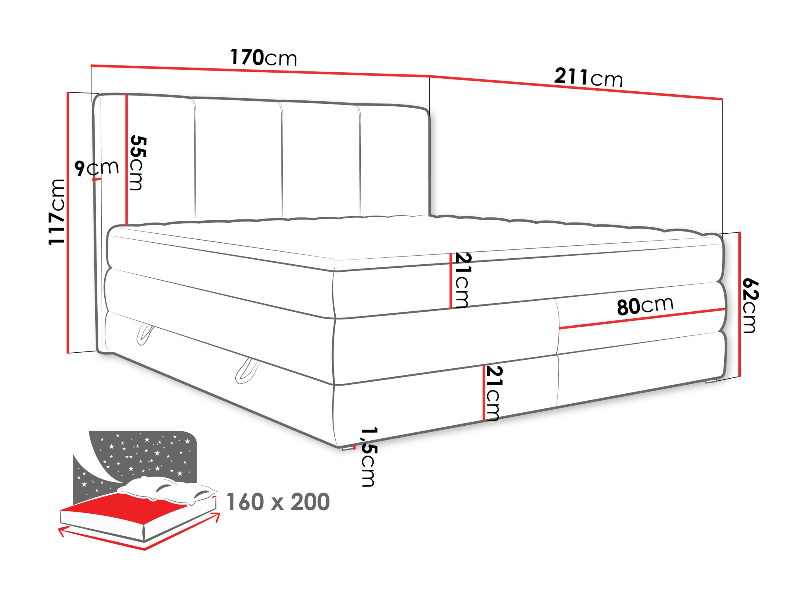 Boxspring postelja ComfiDream Caelion (Onega 03)