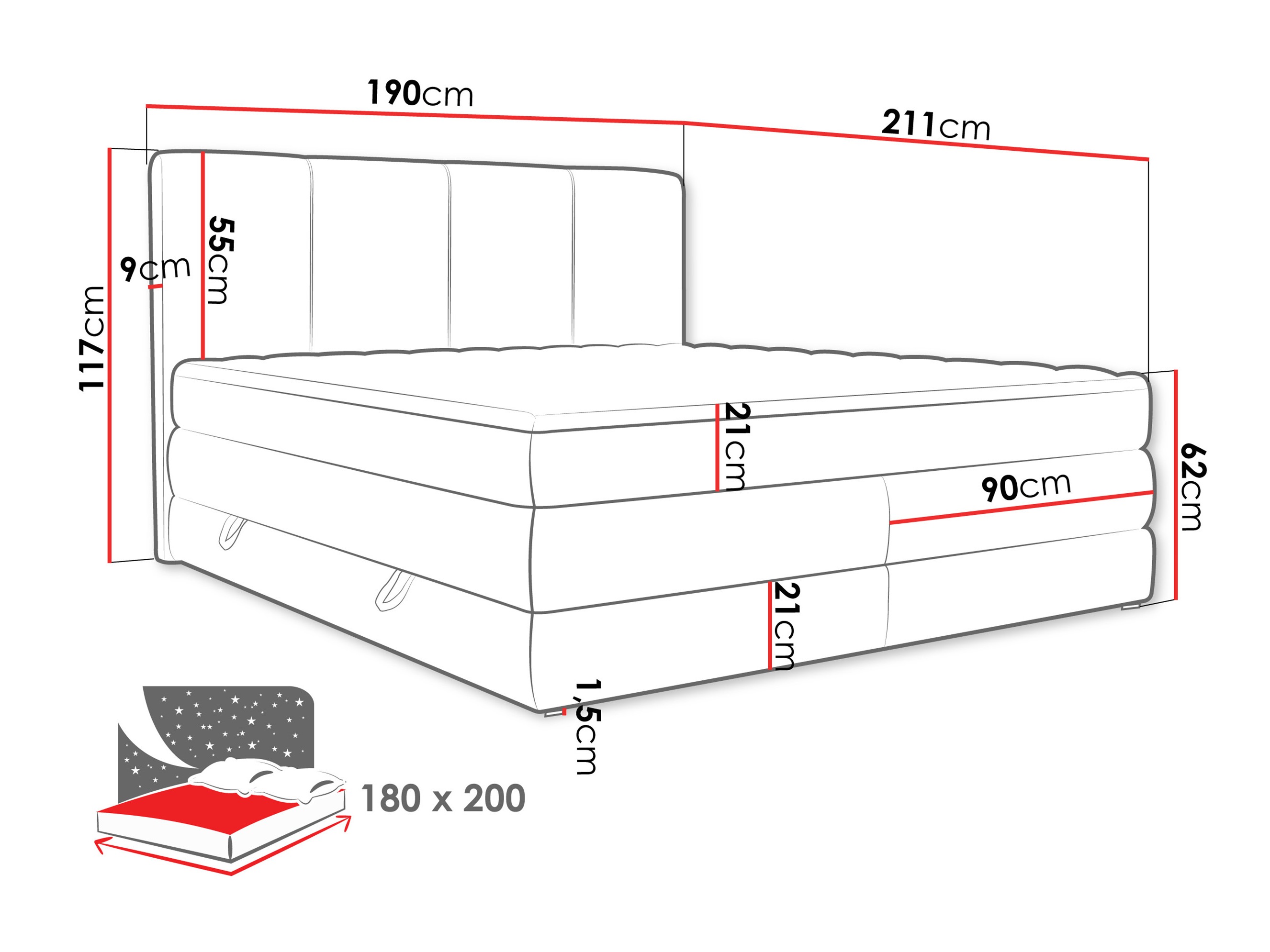 Boxspring postelja ComfiDream Caelion (Onega 03)