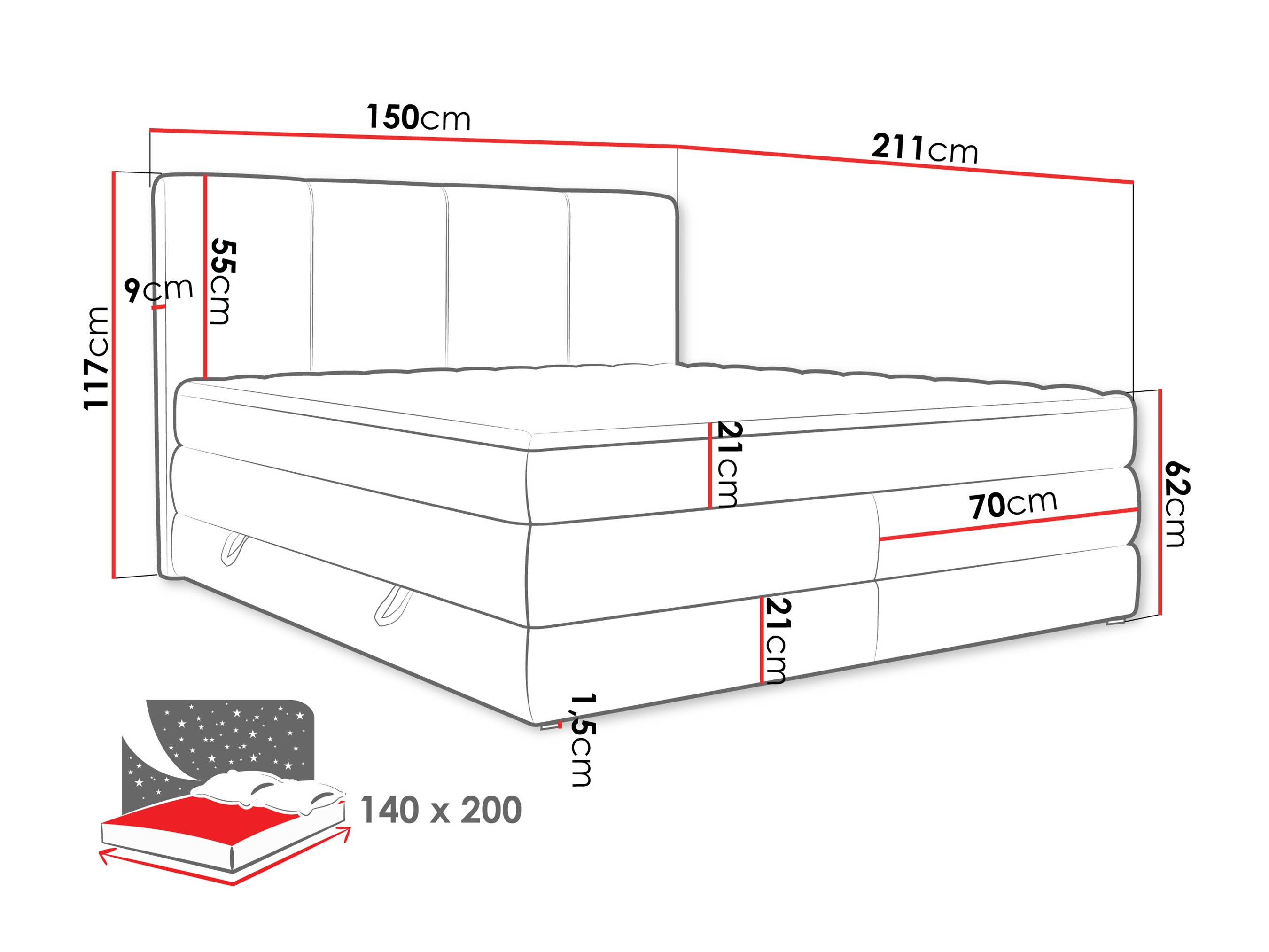 Boxspring postelja ComfiDream Caelion (Onega 11)