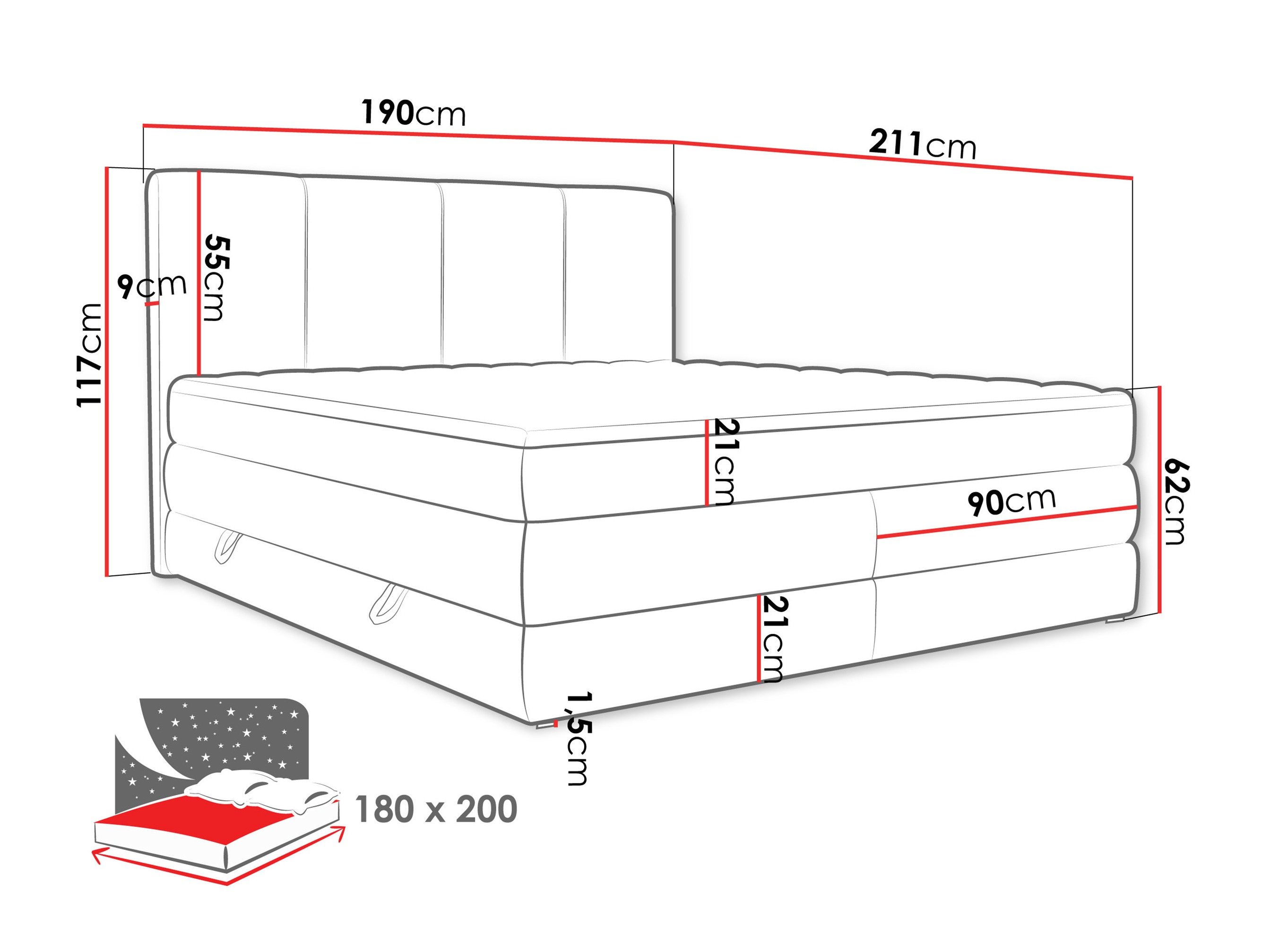 Boxspring postelja ComfiDream Caelion (Onega 11)