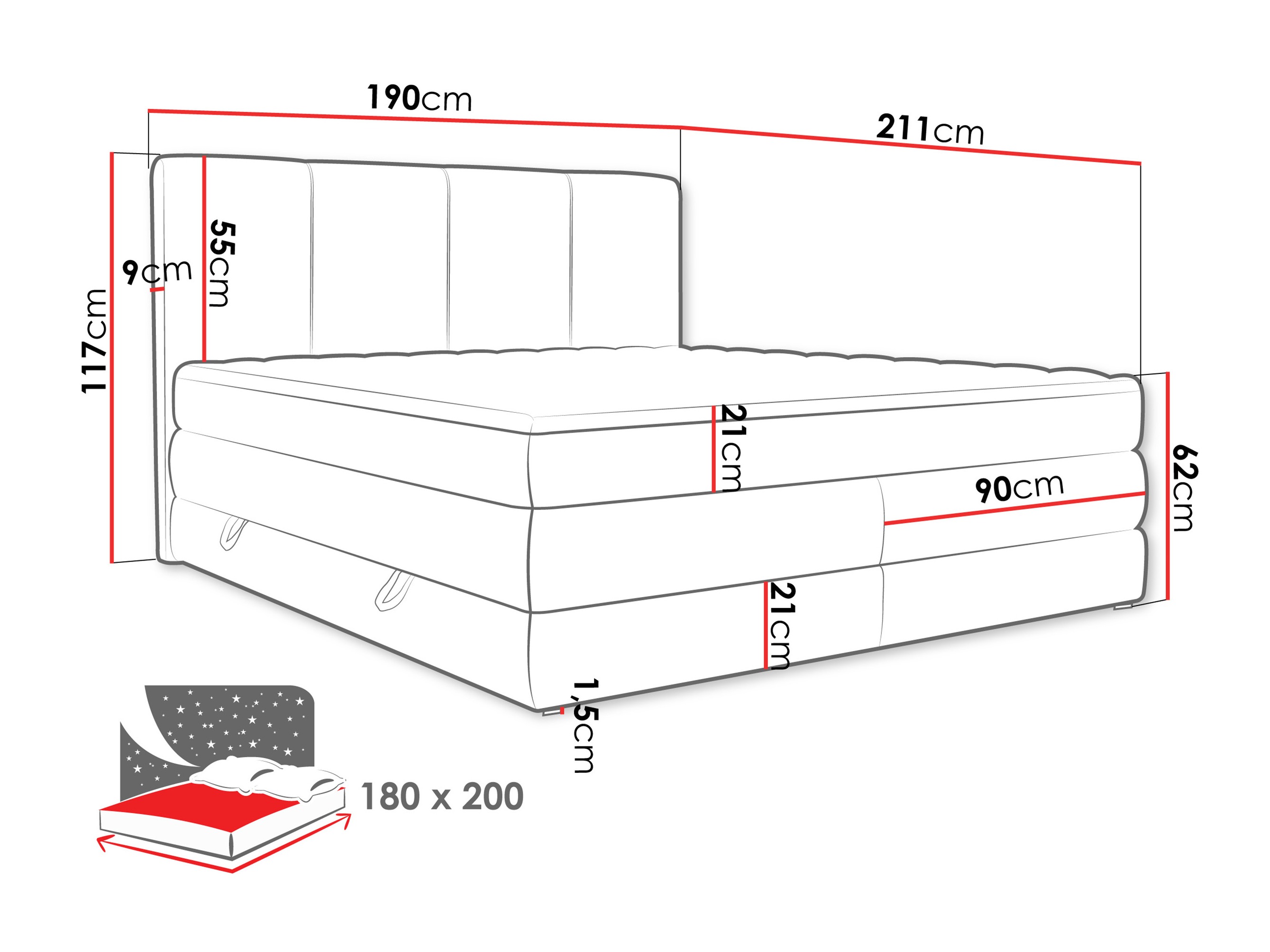 Boxspring postelja ComfiDream Caelion (Onega 14)
