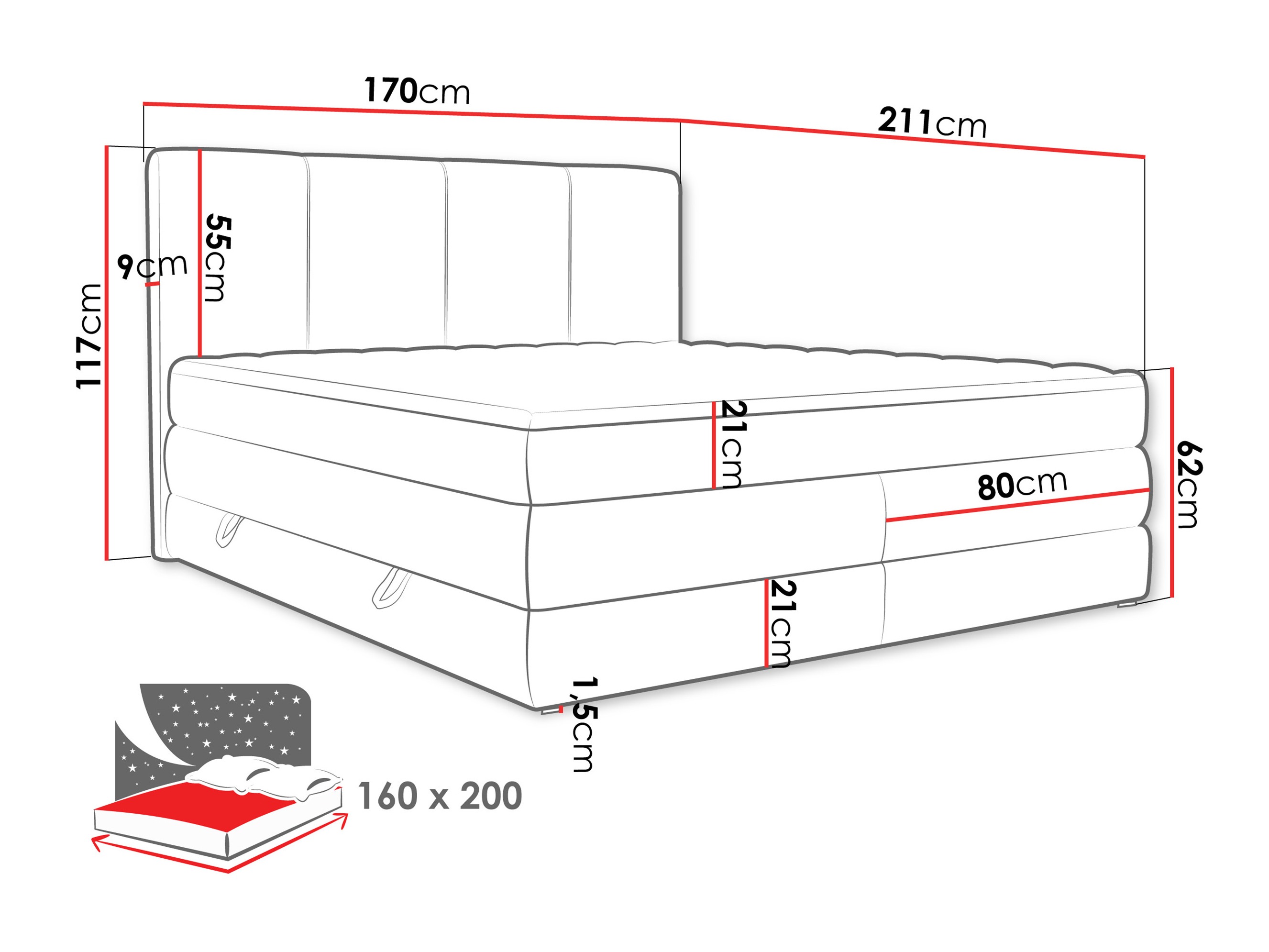 Boxspring postelja ComfiDream Caelion (Onega 18)