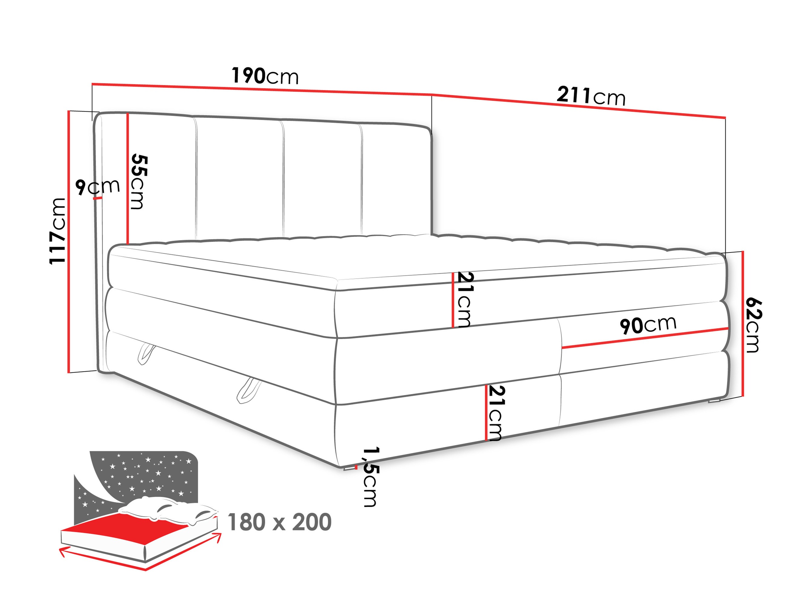 Boxspring postelja ComfiDream Caelion (Onega 18)