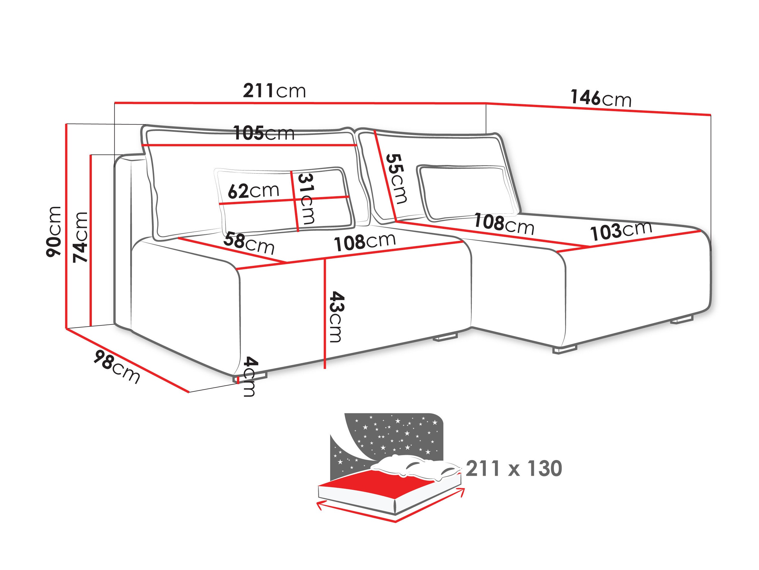 Kotna garnitura TrendyNest Fenestal (Tilia 11)