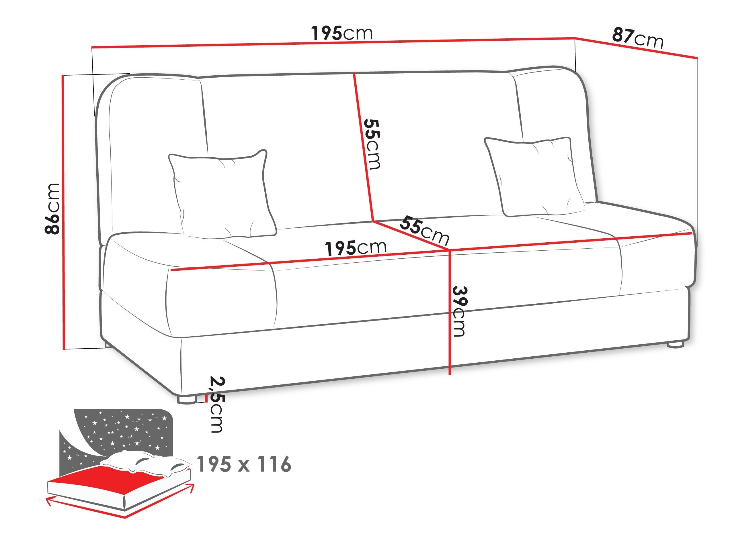 Raztegljiv kavč Comfivo Cera (Magic Velvet 2202 + Magic Velvet 2250)