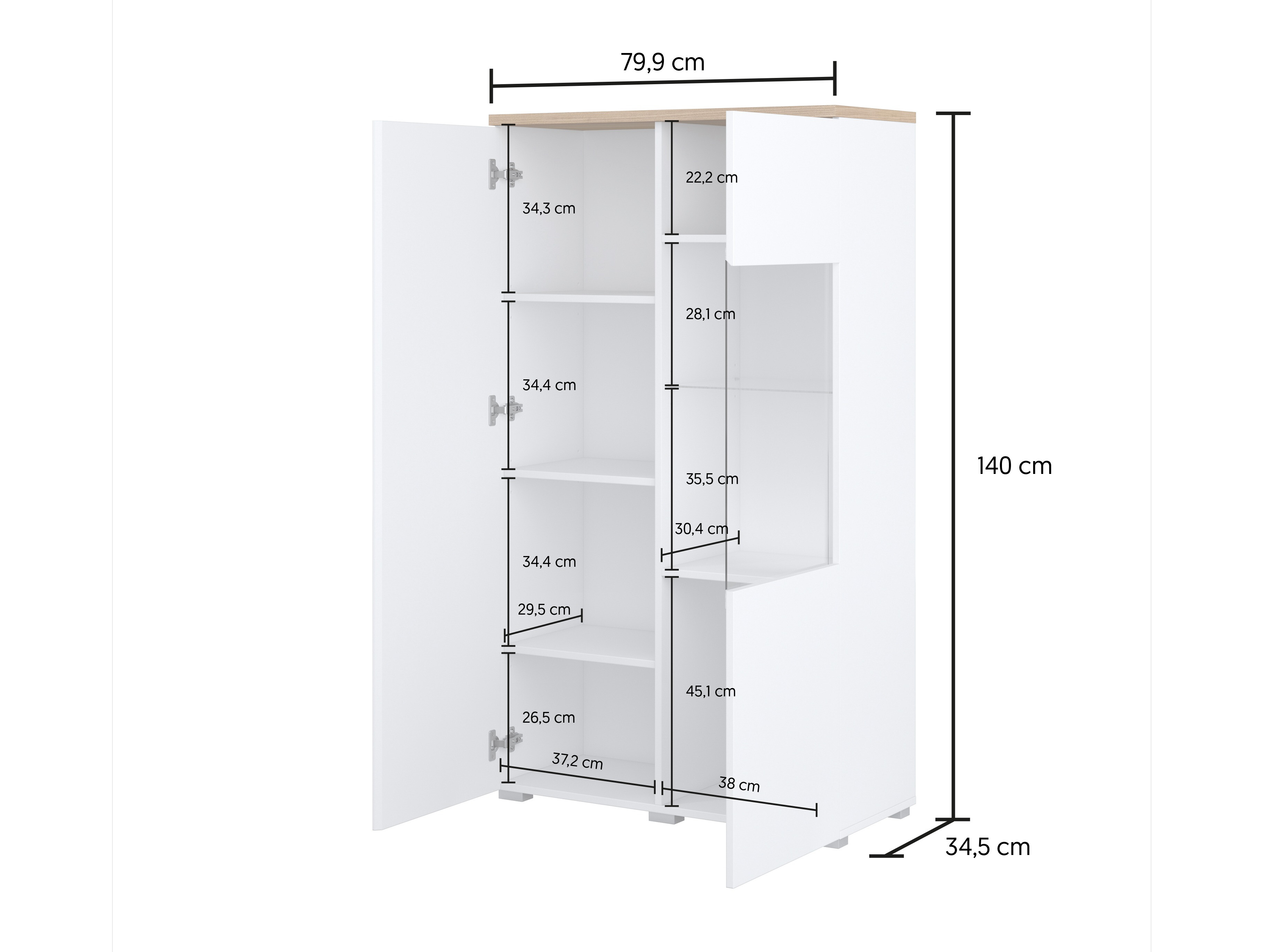 Regal Baletu 108 (Bela + Hrast)