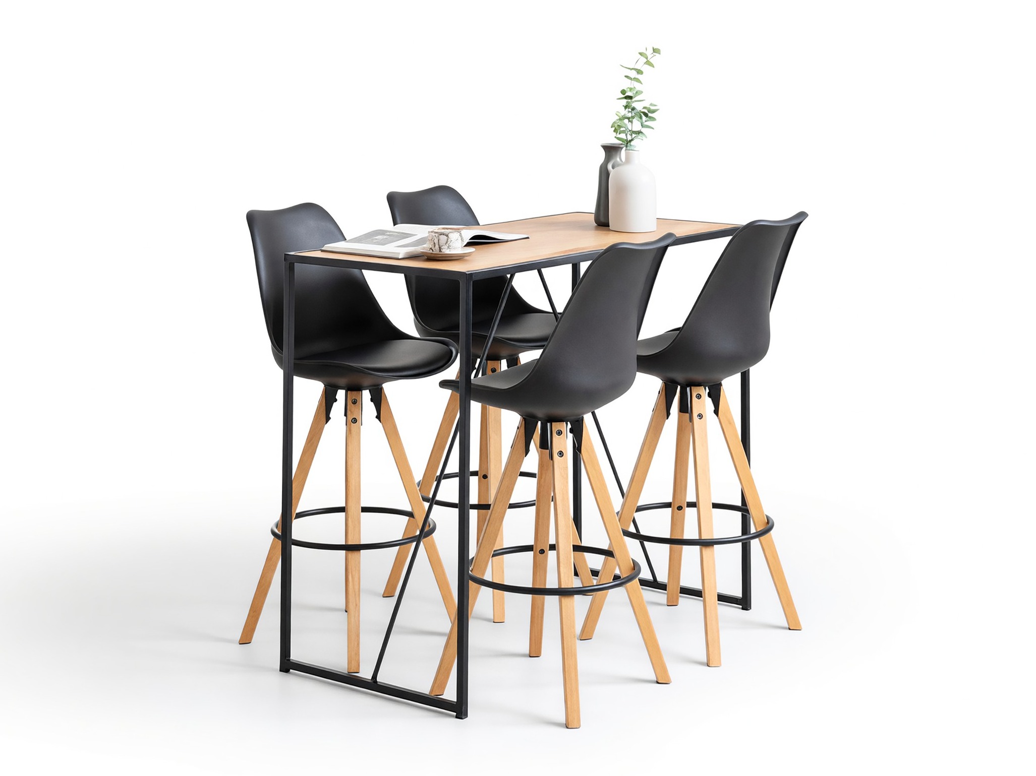 Jedilniški komplet Norsica 517 (Črna + Svetel les)