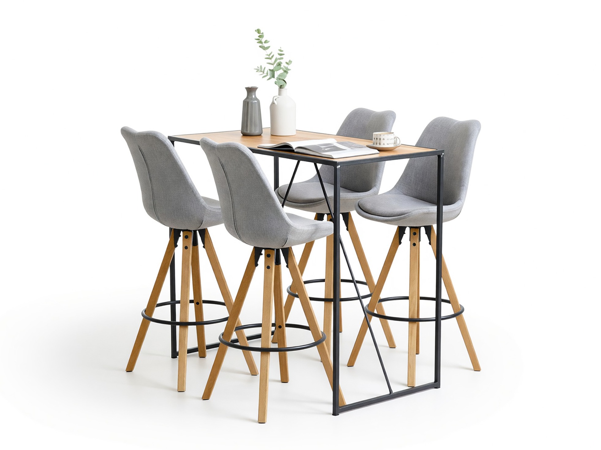 Jedilniški komplet Norsica 517 (Siva + Svetel les)