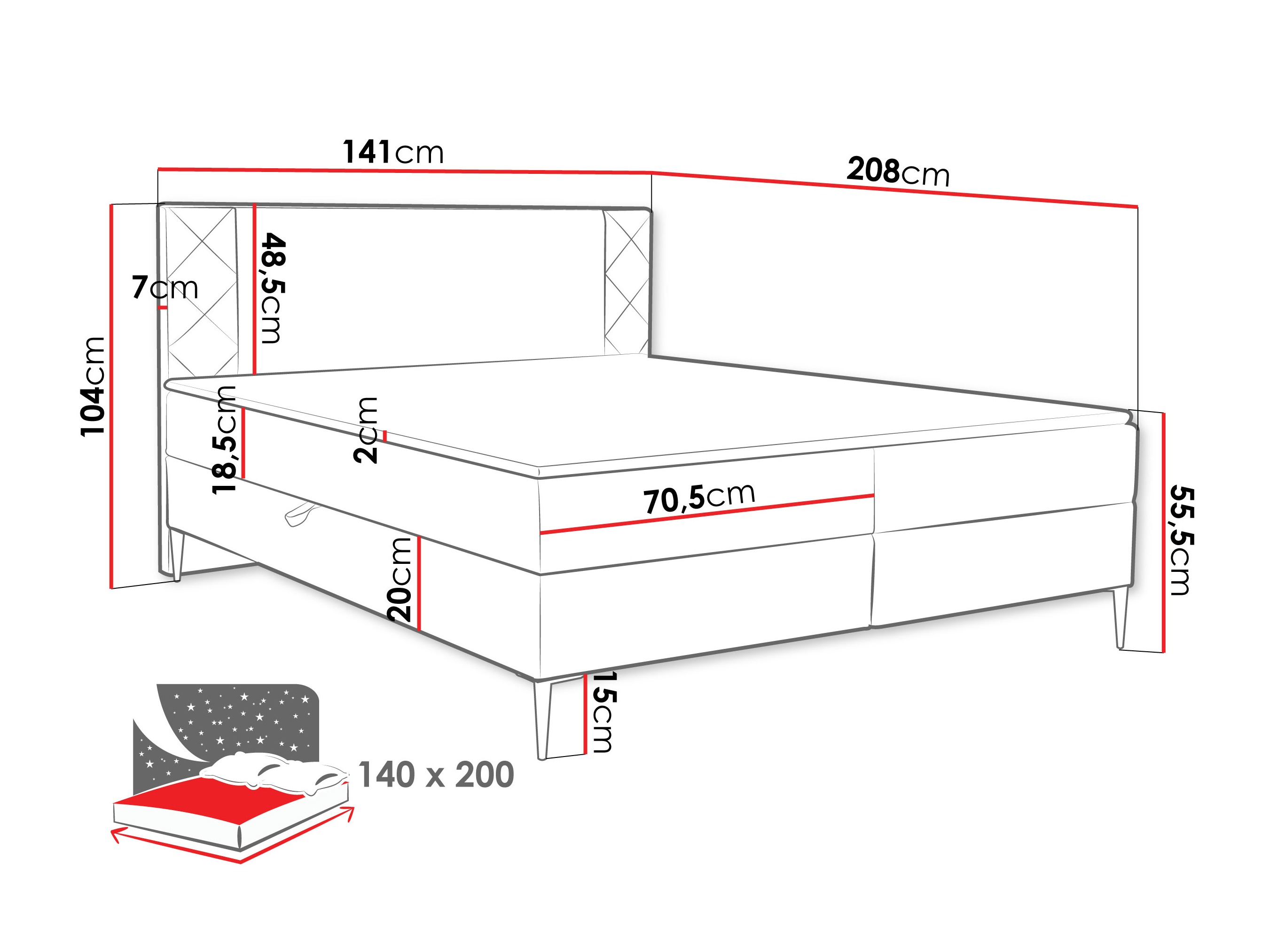 Boxspring postelja Providence 200 (Polo 872)