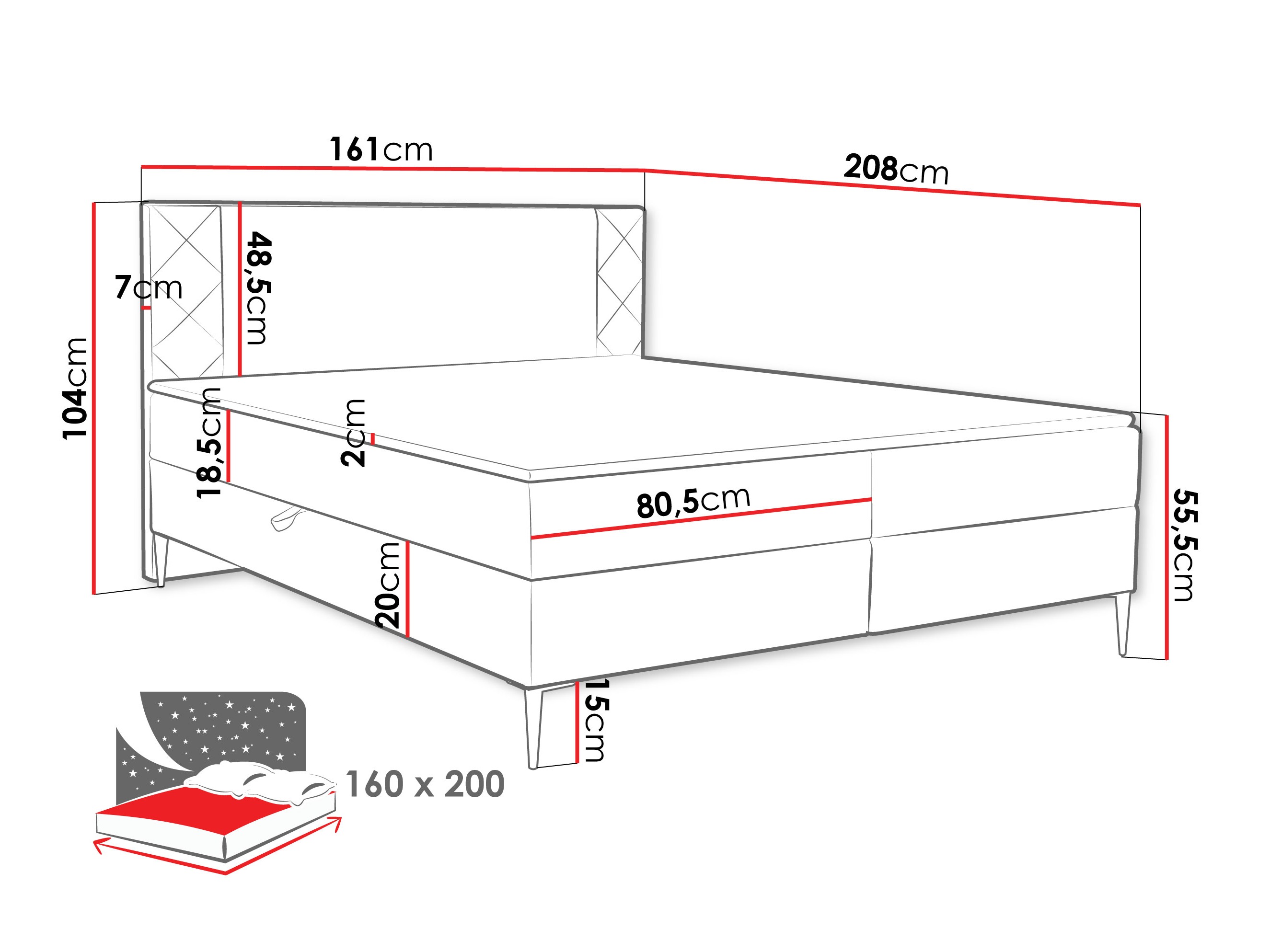 Boxspring postelja Providence 200 (Polo 872)
