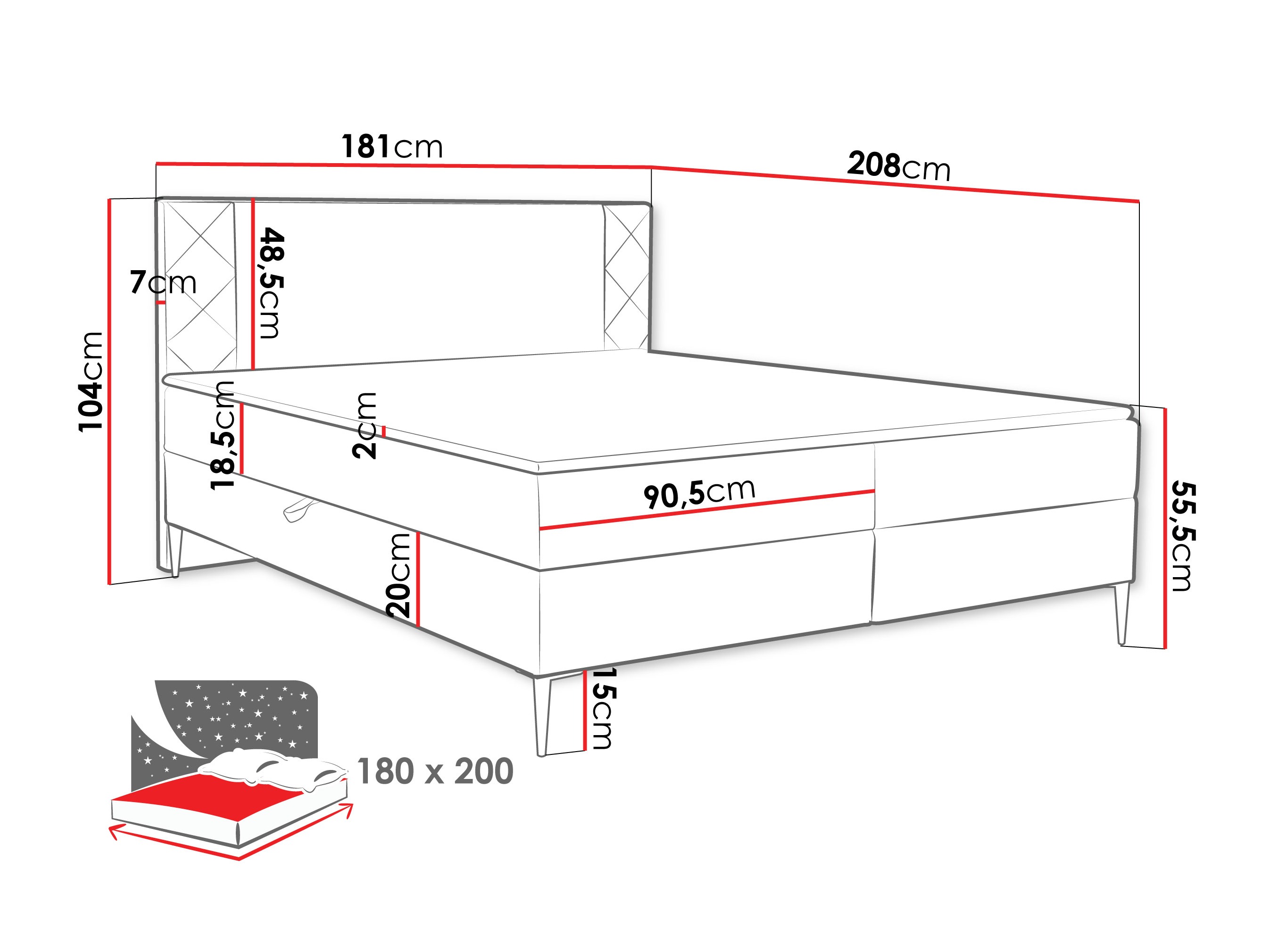 Boxspring postelja Providence 200 (Polo 872)