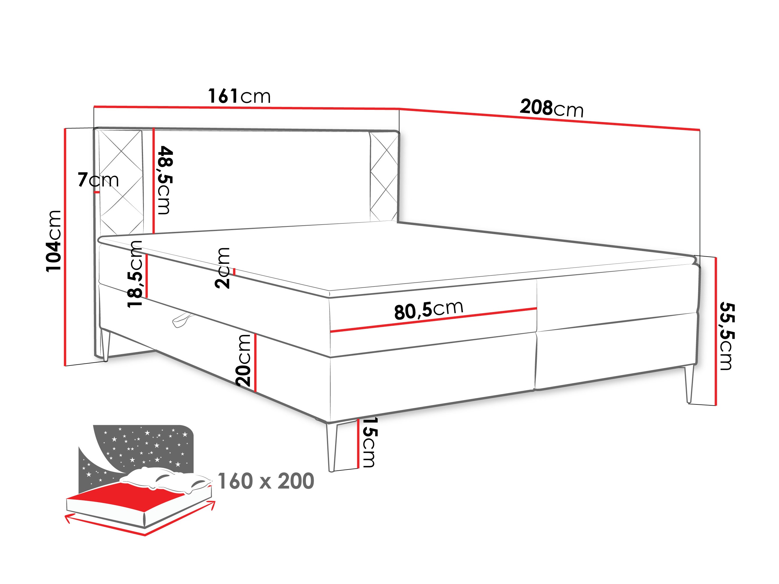 Boxspring postelja Providence 200 (Polo 875)