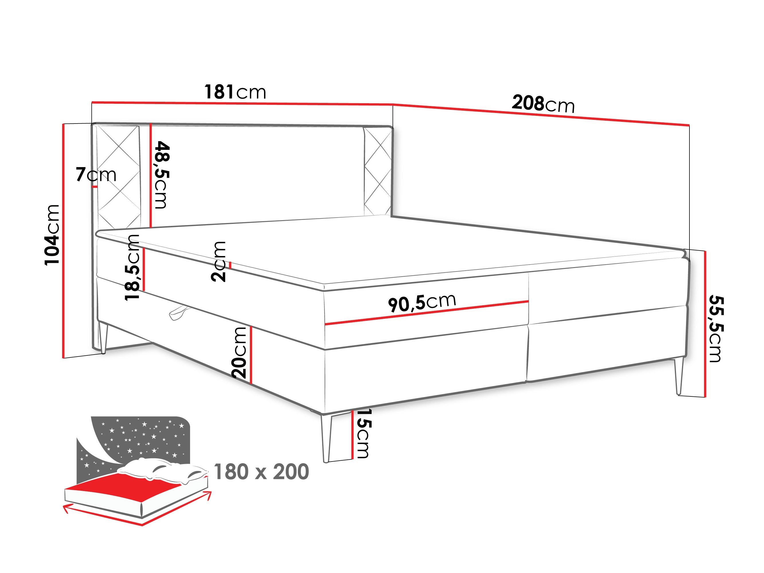 Boxspring postelja Providence 200 (Polo 875)