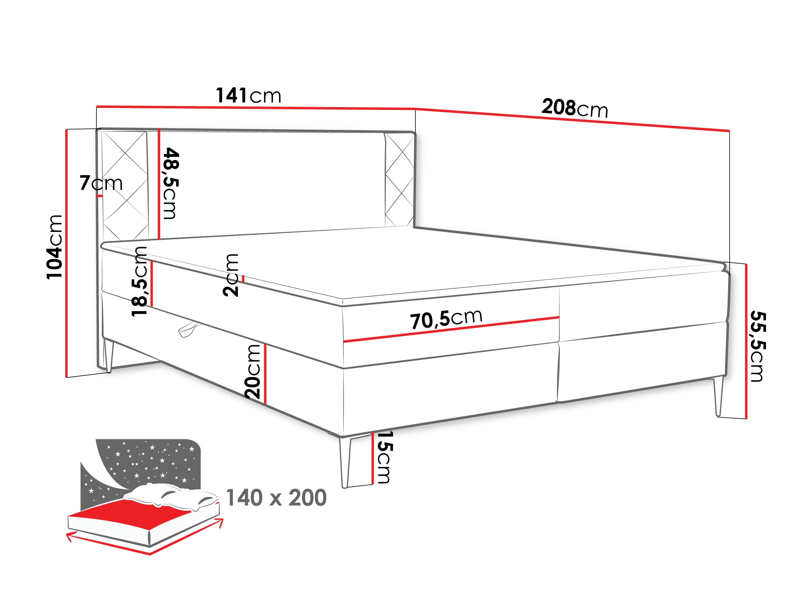 Boxspring postelja Providence 200 (Polo 877)