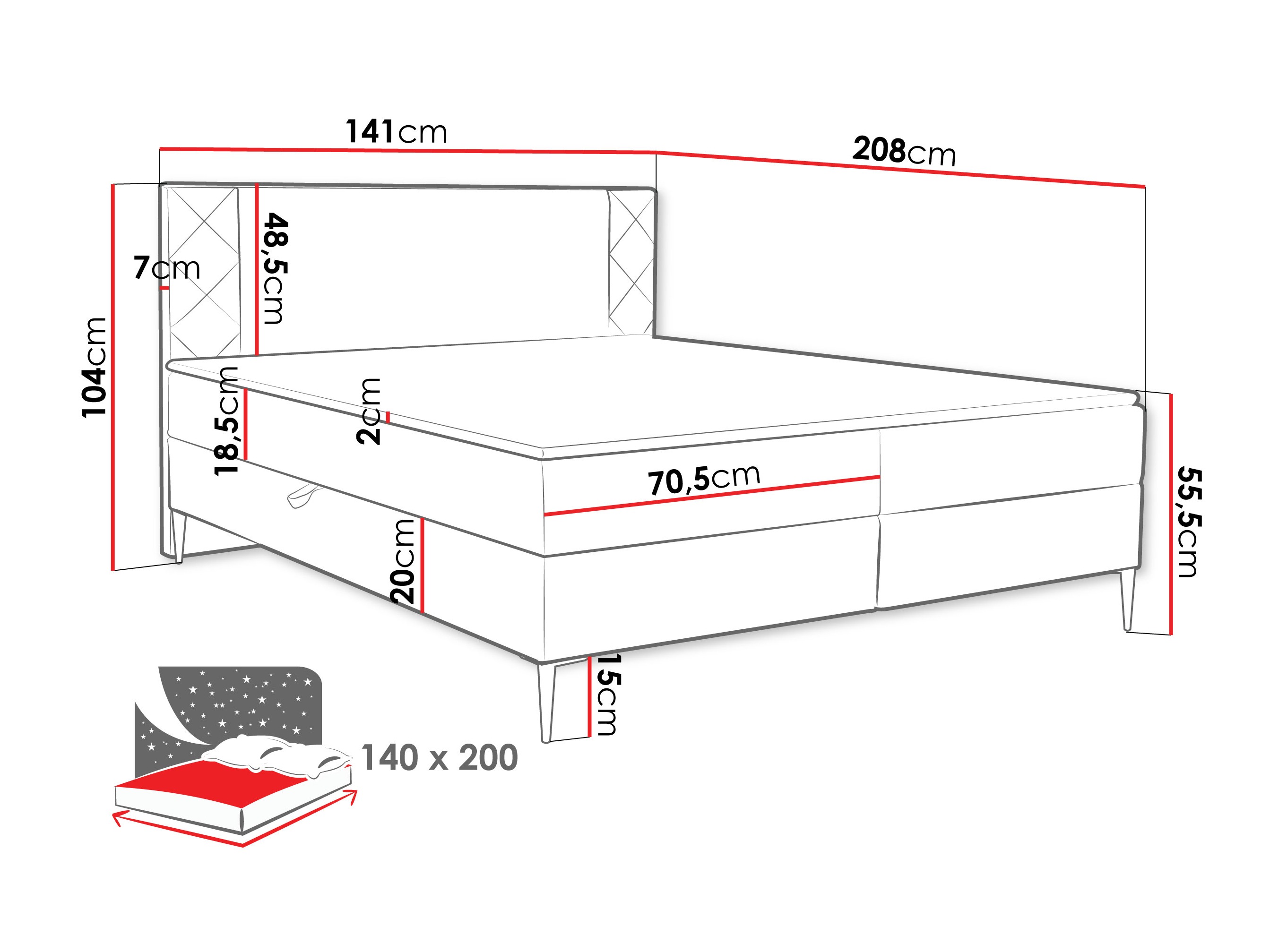 Boxspring postelja Providence 200 (Polo 894)