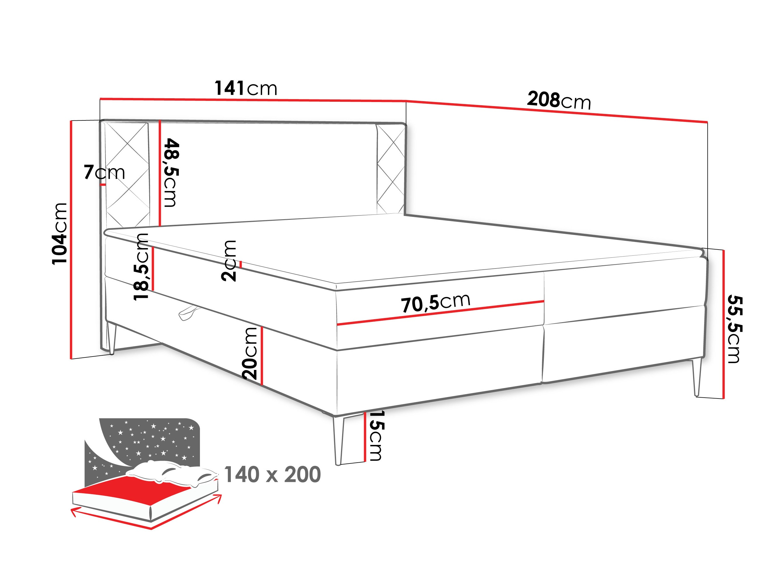 Boxspring postelja Providence 200 (Polo 897)