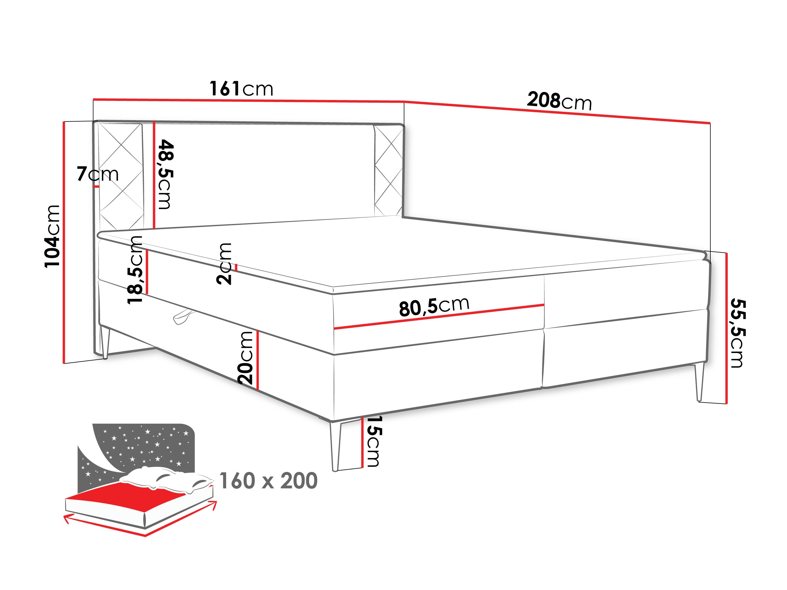 Boxspring postelja Providence 200 (Polo 897)