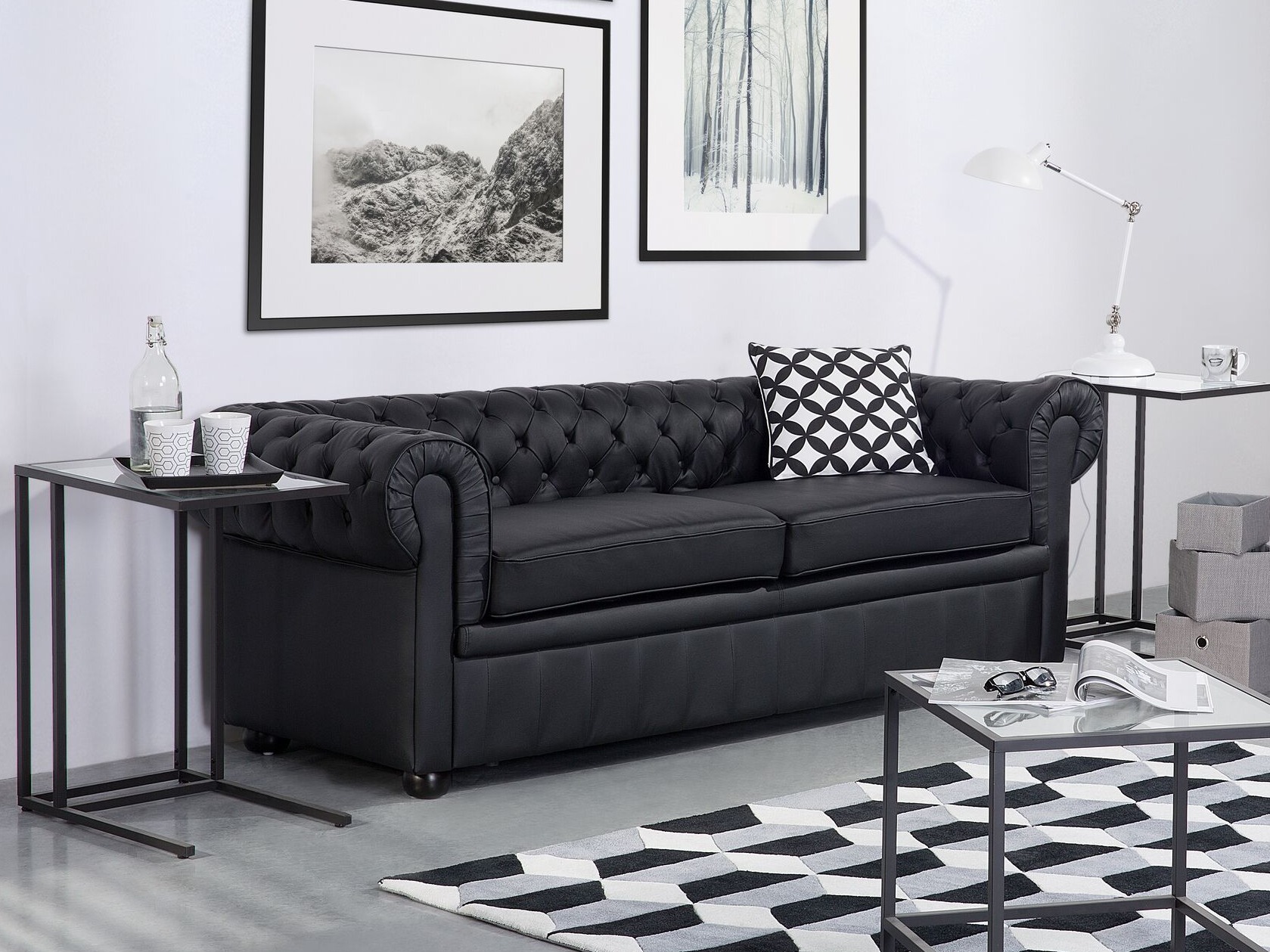 Kavč chesterfield Berwyn 832 (Črna)